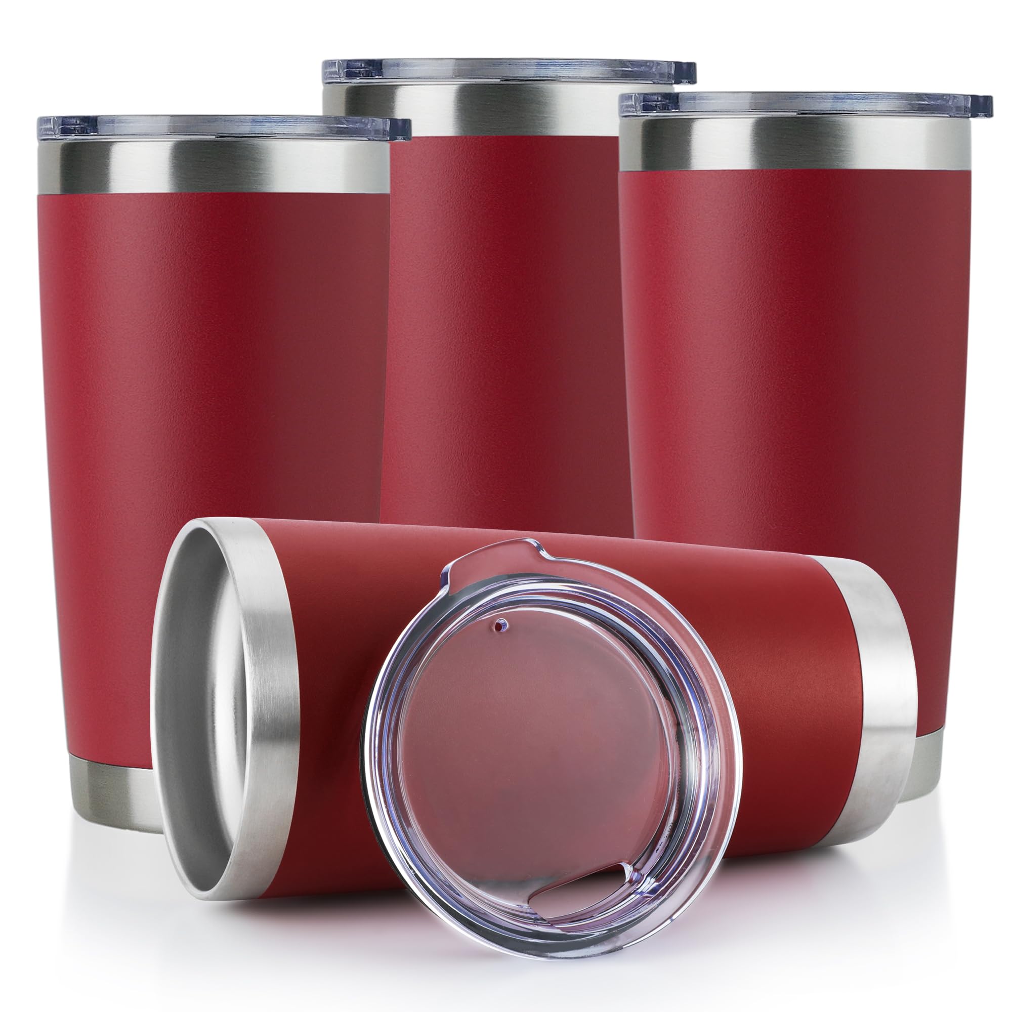 Domicare 20Oz Stainless Steel Tumbler Bulk With Lid, Double Wall Vacuum Insulated Travel Mug, Powder Coated Coffee Cup (Powder R