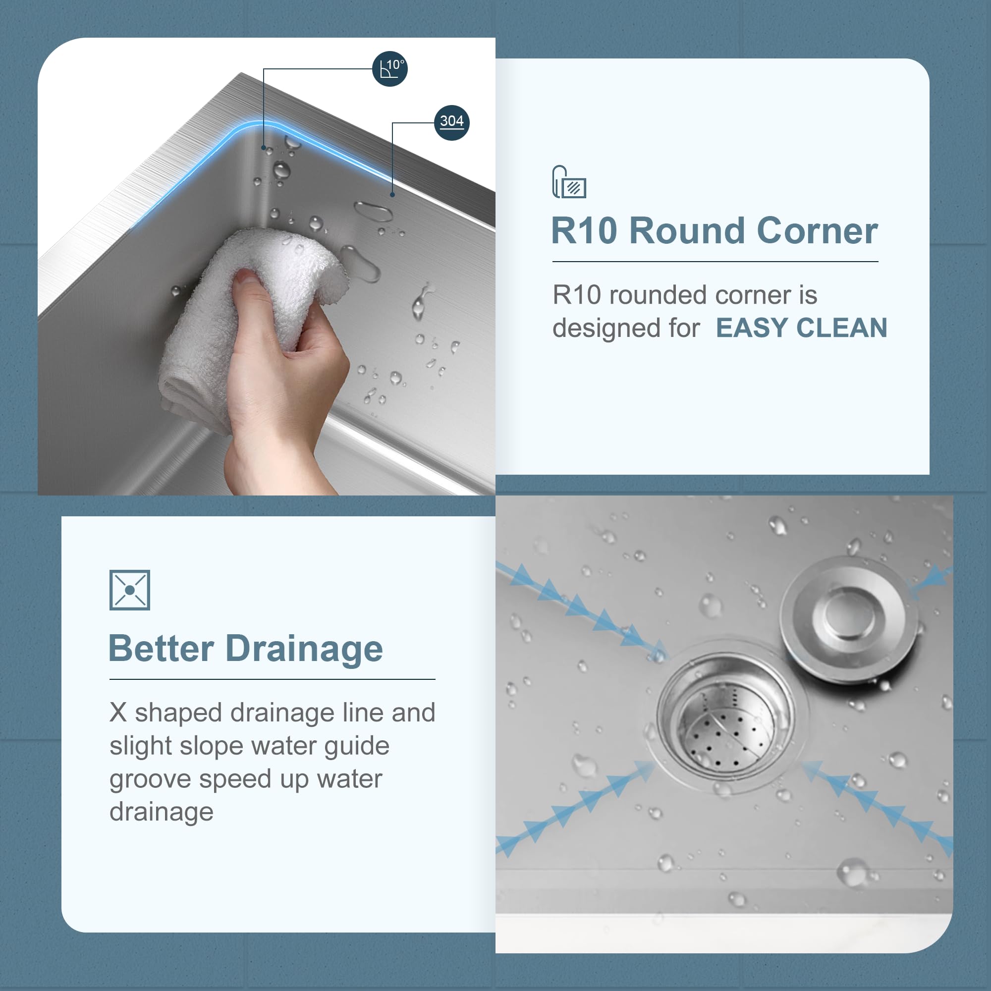 Bathenum 24'' X 18'' Drop In Kitchen Sink Stainless Steel Single Bowl Kitchen Sink With Drain Kit And Faucet