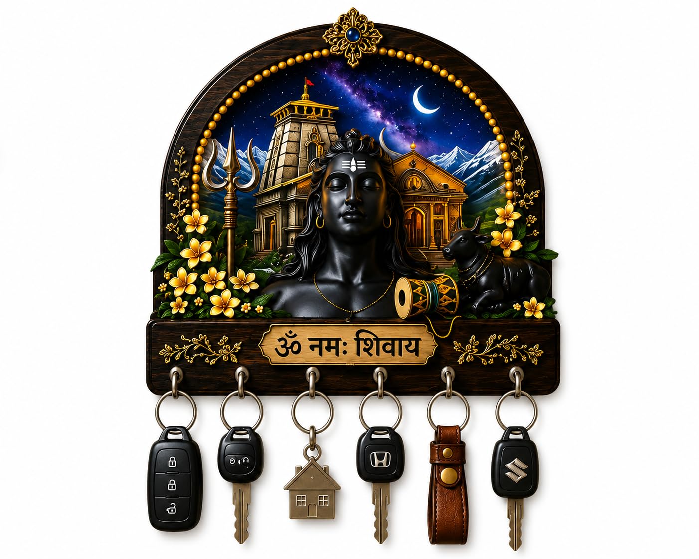Aaryon Collection Mahadev Wooden Key Holder For Home Entrance