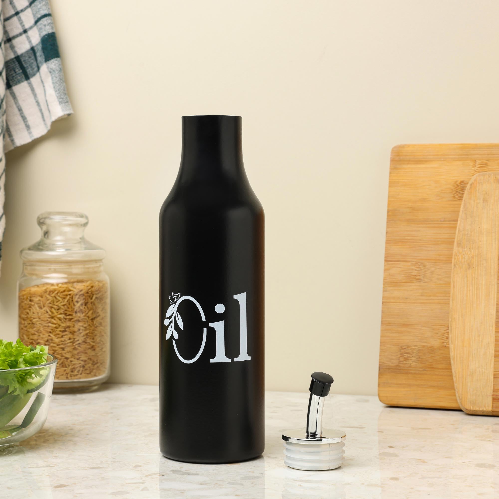 Dudki 1 Litre Stainless Steel Oil Pourer | Oil Dispenser For Kitchen | Cooking Oil Bottle For Kitchen | Cooking, Home, Restauran