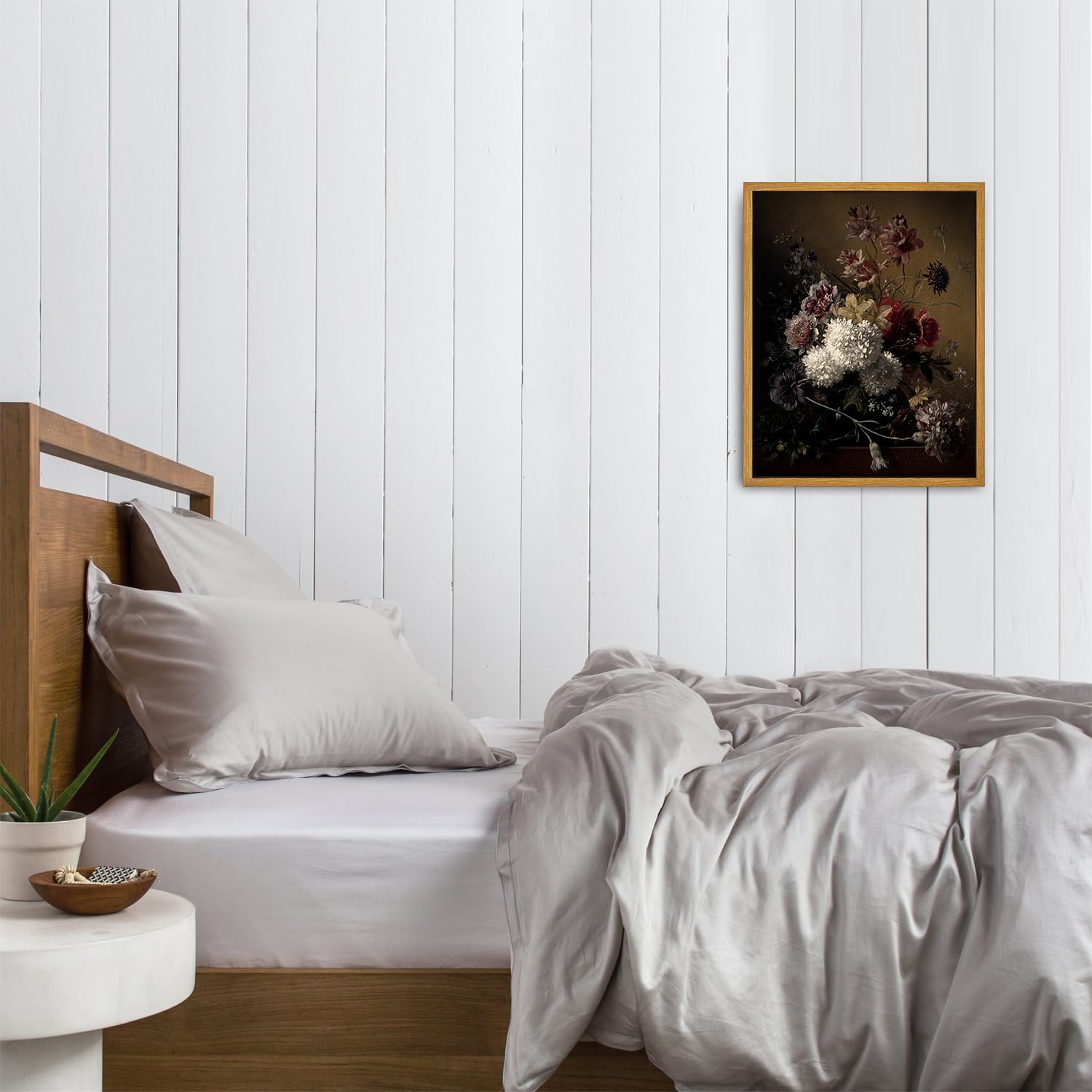 Roslynity Framed Canvas Wall Art Vintage Print Oil Paintings Moody Flowers Still Life Floral Botanical Nature Country Retro Aest