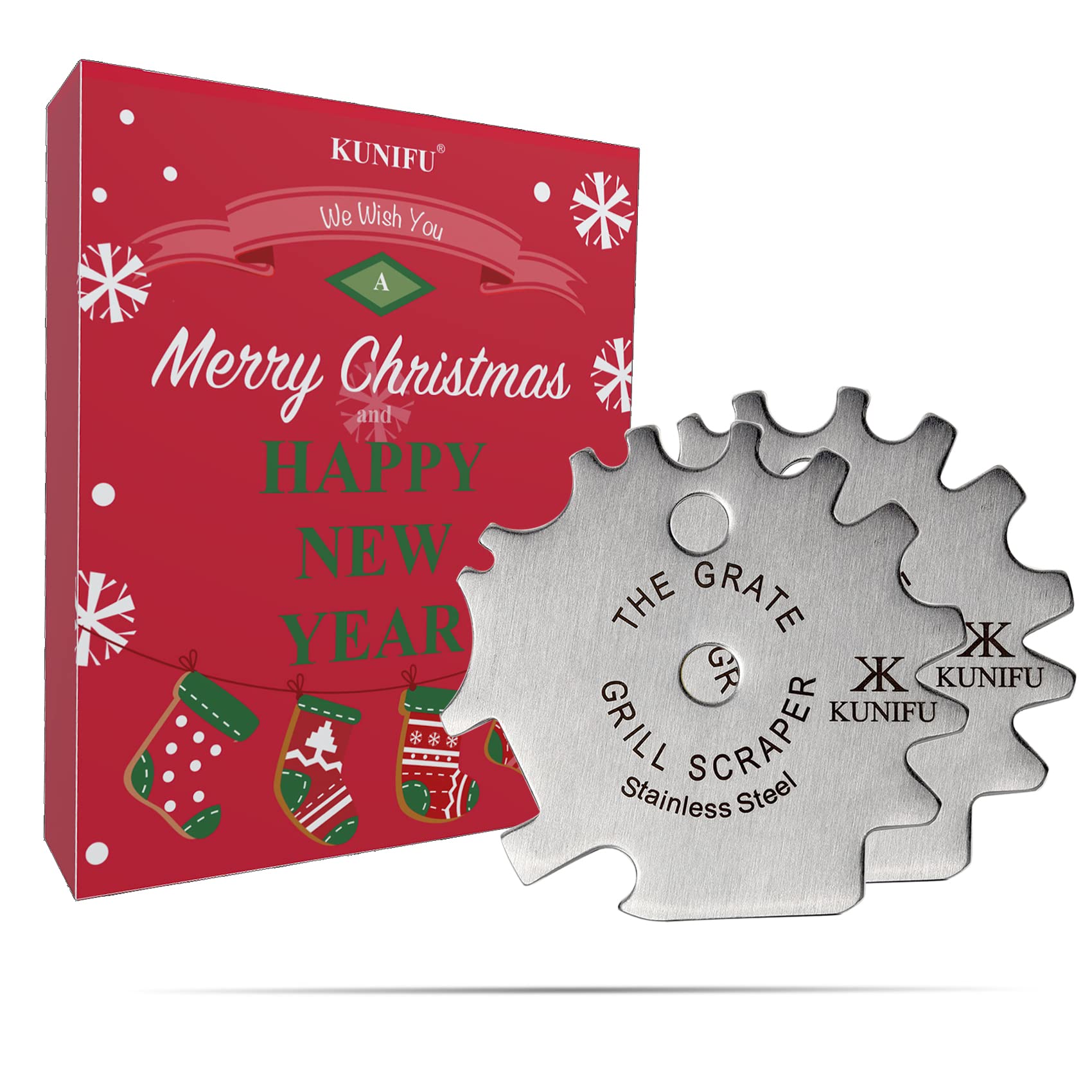 Stocking Stuffers, Ideal Gifts For Christmas, Men, Dad, Husband, Boyfriend, Father, Kunifu Bbq Grill Scraper, Bristle-Free For G