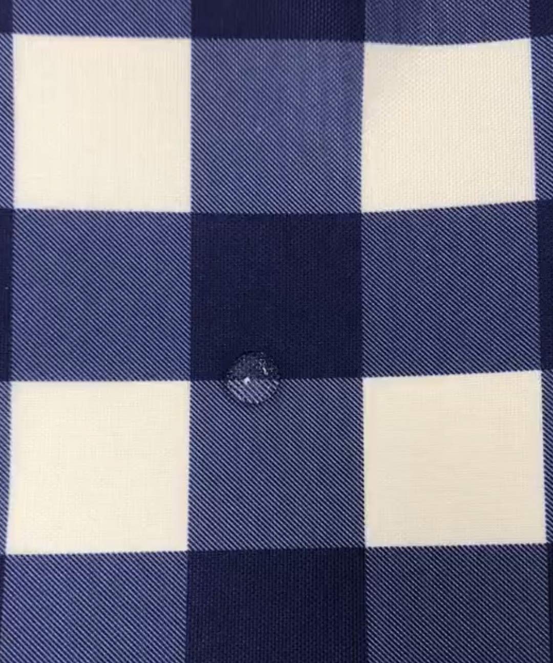 Blue White Gingham Checker Indoor Outdoor Stain Resistant Spill Bead Up Fabric Table Runner 13''x72''