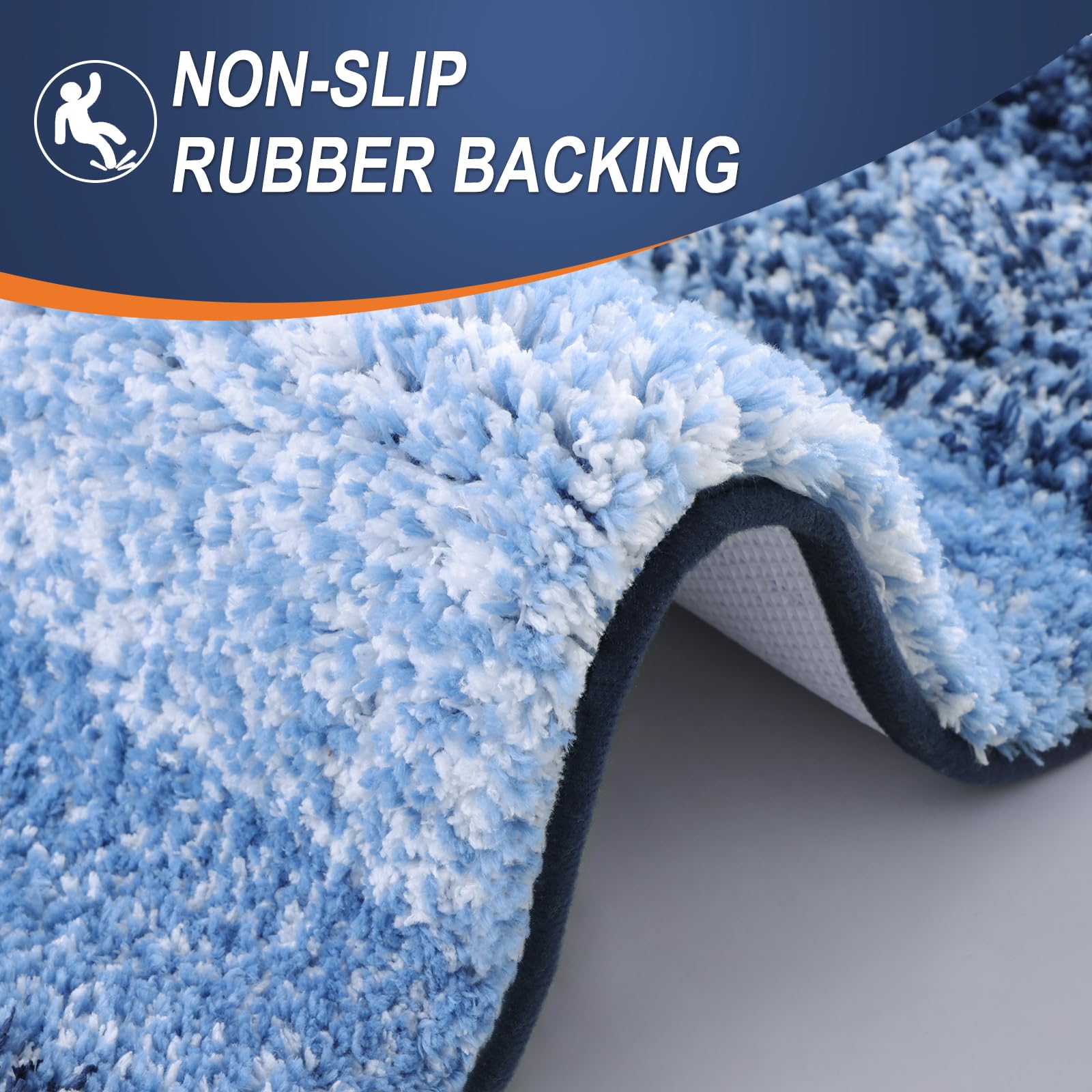 OLANLY Luxury Bathroom Rug Mat 30x20  Extra Soft and Absorbent Microfiber Bath Rugs  Non-Slip Plush Shaggy Bath Carpet  Machine Wash Dry  Bath Mats for Bathroom Floor  Tub and Shower  Navy