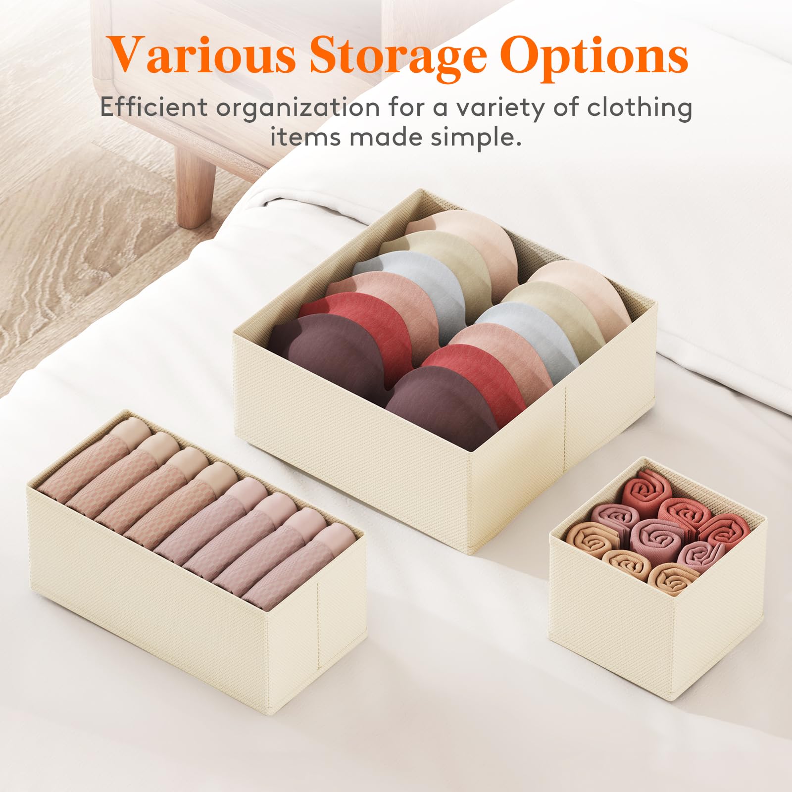 Lifewit 24 Pack Drawer Organizer, Dresser Underwear Drawer Organizer Bins, Foldable Fabric Closet Organizers, Storage Drawer Div