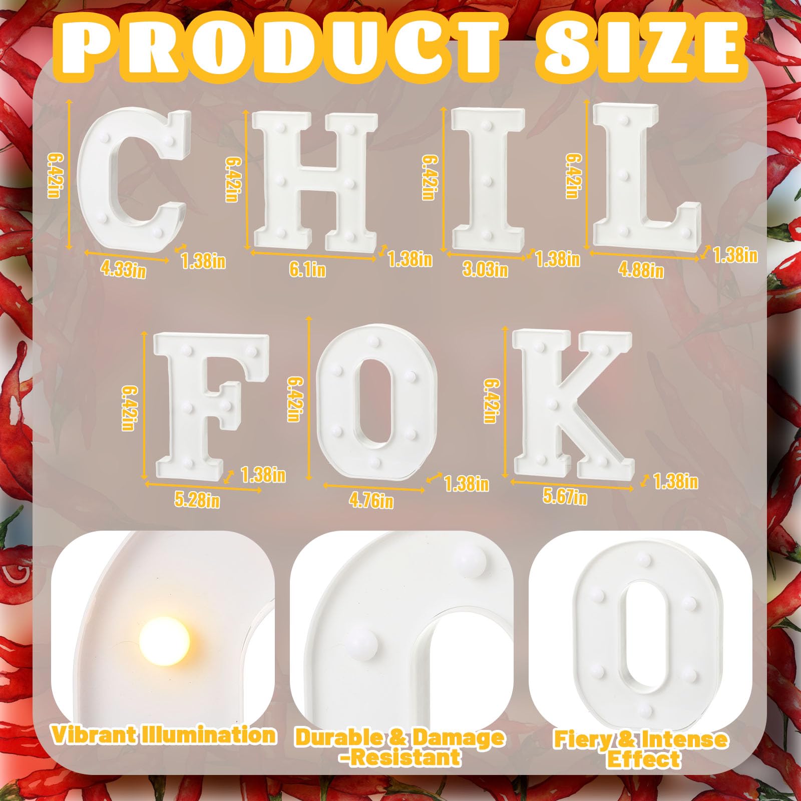 Honoson 12 Pcs Chili Cook off Party Decorations Chili Cook off LED Letter Lights Sign Table Centerpieces Decorations for Festiva