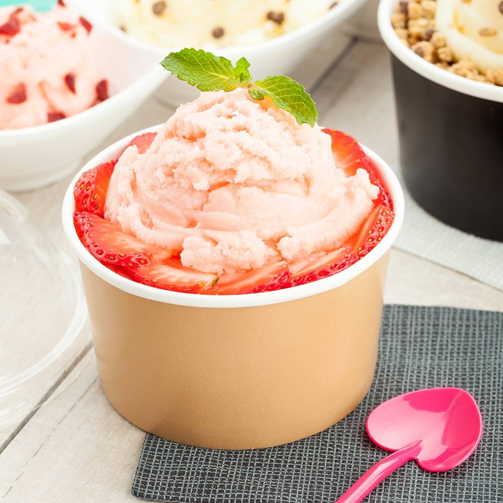 Coppetta 12-Ounce Dessert Cups, 200 Disposable Ice Cream Cups - Lids Sold Separately, Sturdy, Kraft Paper Frozen Yogurt Bowls, F