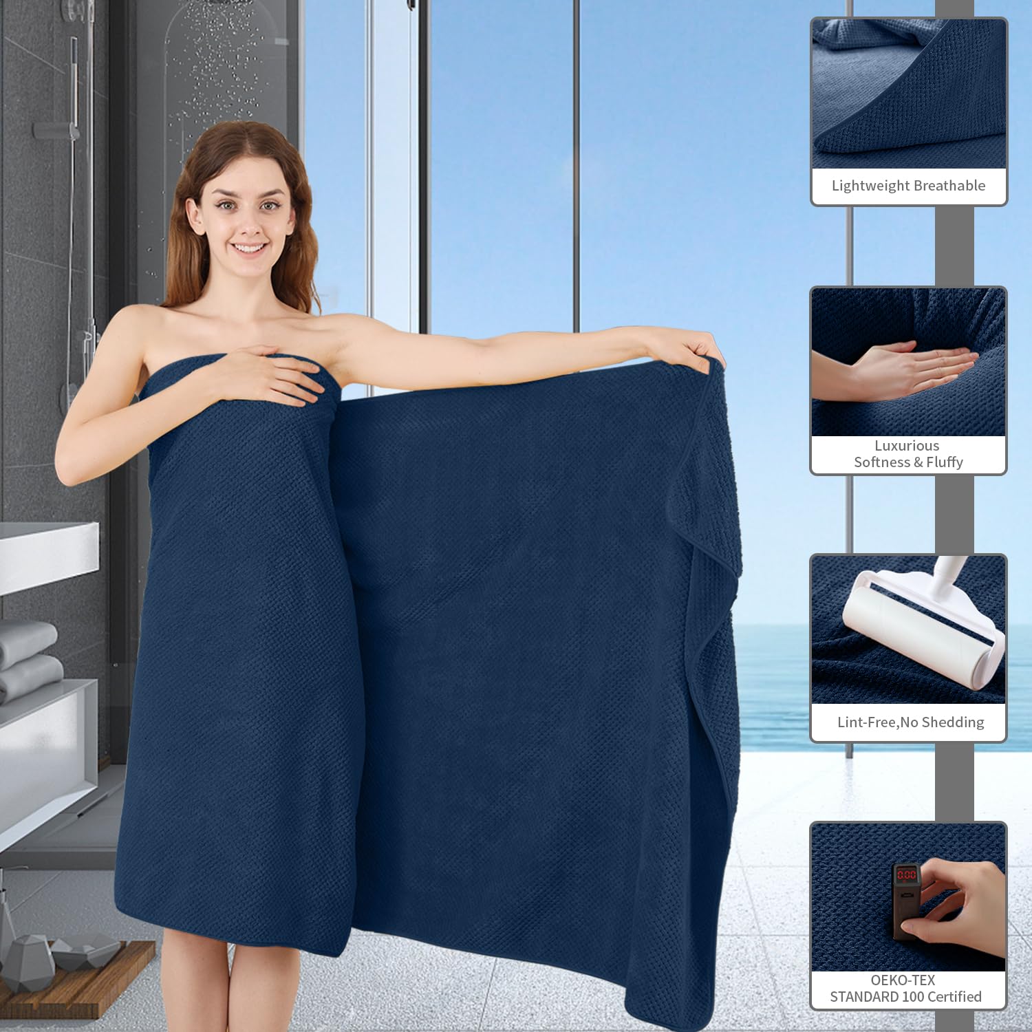 Hand Towels Set 2 Pack-16?31?Ultra Soft Microfibers Bathroom Towel Set Highly Absorbent Quick Dry Luxury Premium Towel Lightweight Durable Hand Towel Collection for Hotel Spa Gym Kitchen Navy Blue