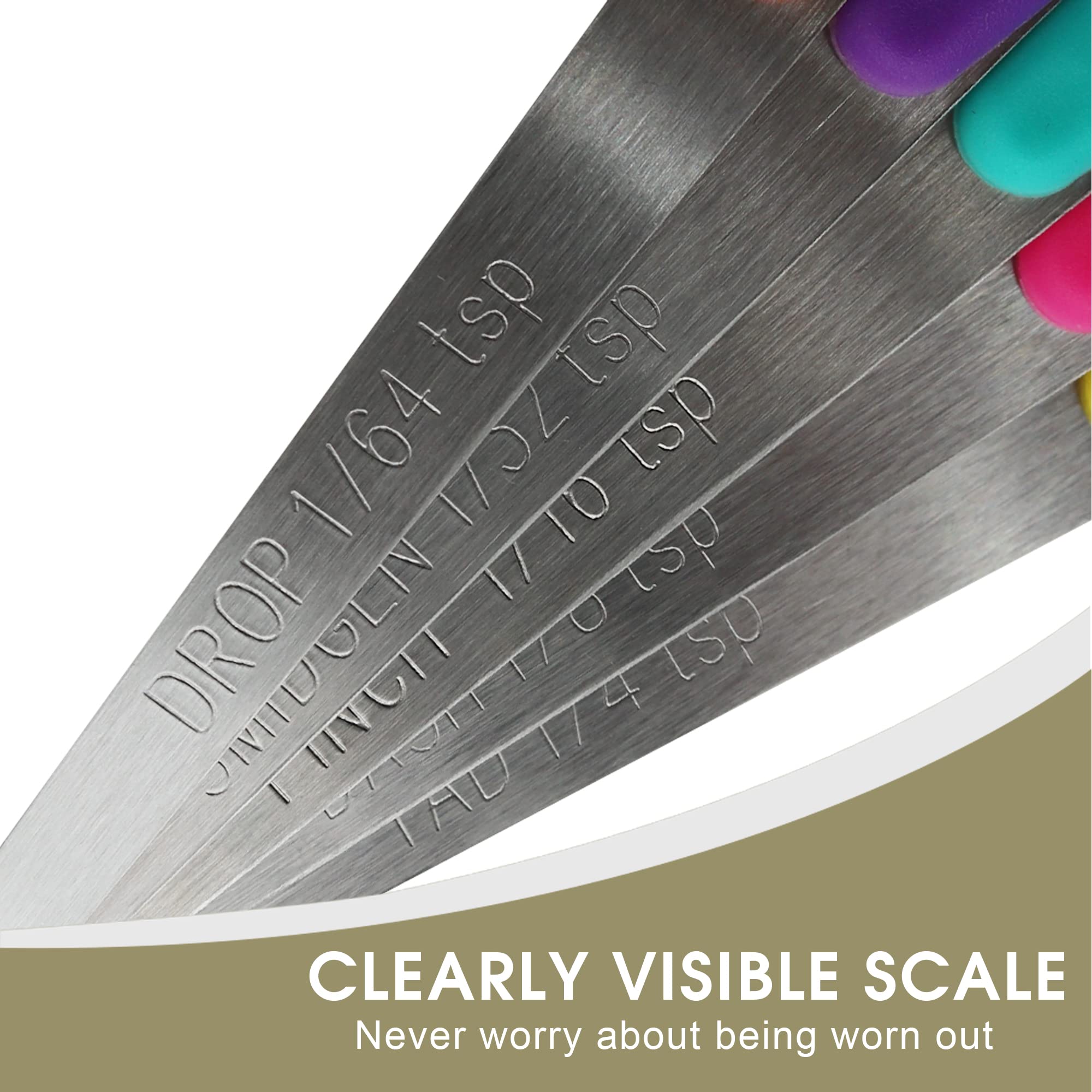 Beryler Mini Measuring Spoons Set, Tiny Stainless Steel Measure Teaspoons With Silicone Handle, Suitable For Small Amount Of Dry