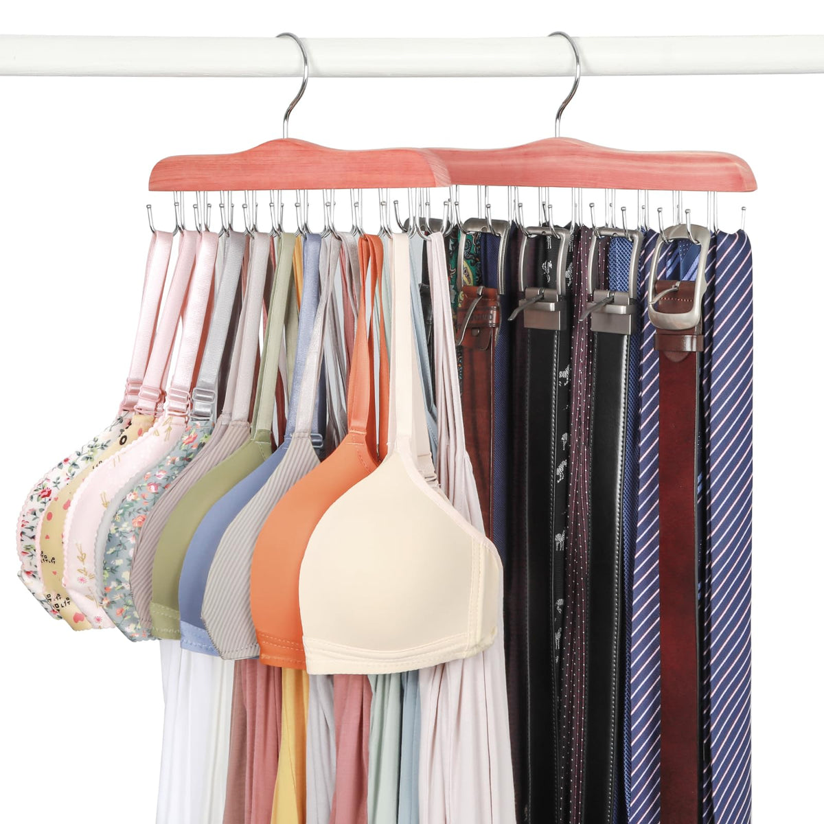Topia Hanger Bra Hangers For Closet Organizer, Cedar Wooden Hangers With 20 Hooks, 2 Packs Hold Up To 80 Bras, Tank Top Hanger S