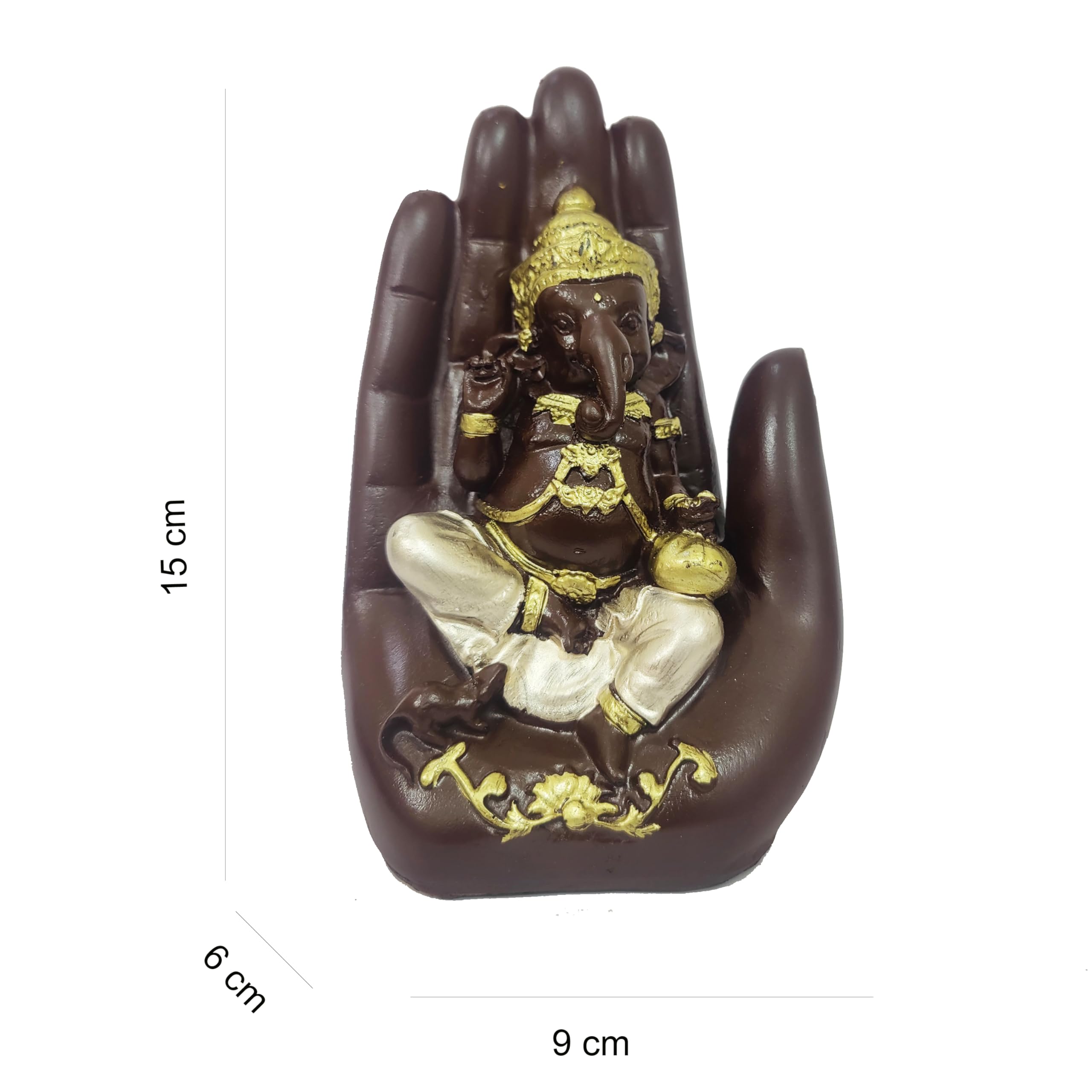 Craftam Polyresin Handcrafted Palm Ganesha Polyresin Showpiece Idol For Home Dcor