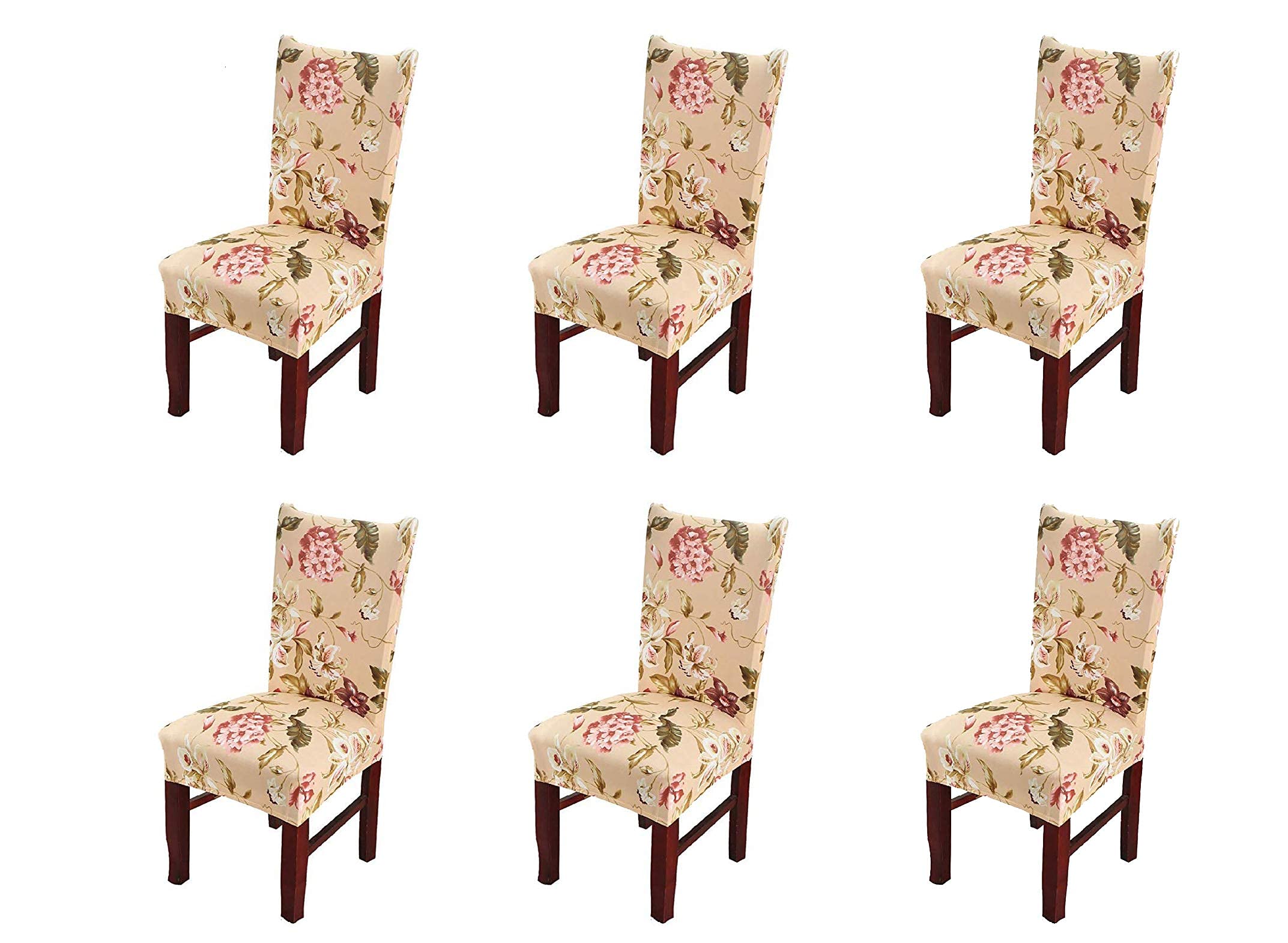 House Of Quirk Elastic Chair Cover Stretch Removable Washable Short Dining Chair Cover Protector Seat Slipcover (Pack 6, White L