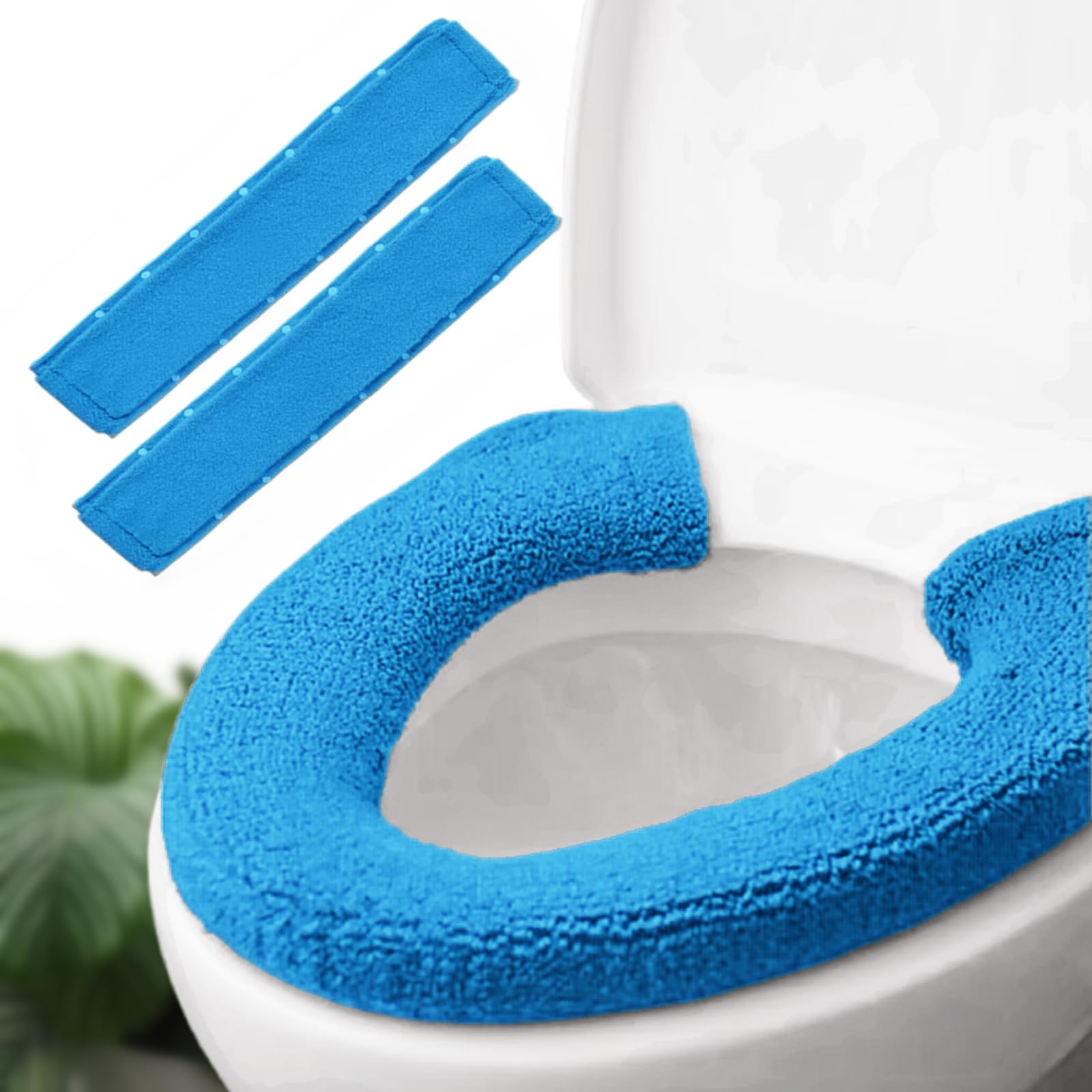 2Pcs Toilet-Seat Cushion Warmer Cover - Toilet Seat Cover Pads Plush Warm Thick Bathroom Warmer 2Pcs Ocean Navy Blue