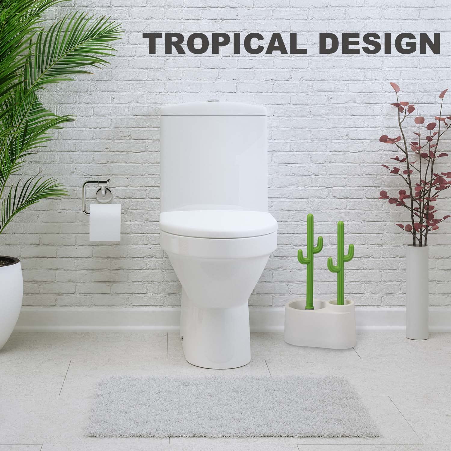 Allobub Cactus Toilet Plunger And Brush Set For Bathroom Cleaning - 1 Set