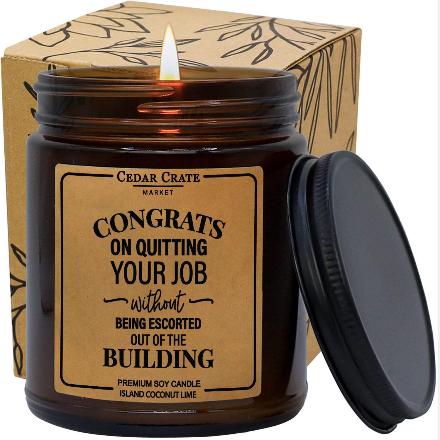 Funny Retirement Gift | Congrats on Quitting Your Job Without Being Escorted Out | Scented Candles for Women Farewell Gift for H