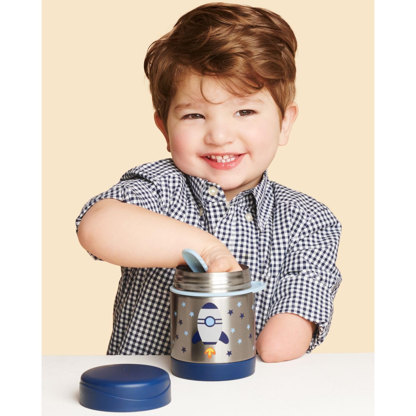 Skip Hop Insulated Baby Food Jar, Sparks Rocket, Stainless Steel, Holds 11Oz