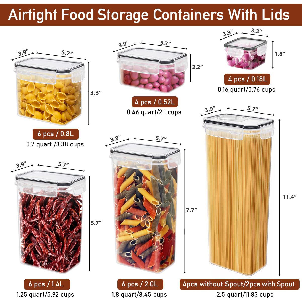 Jujojb 68 Pcs Airtight Food Storage Containers With Lids Bpa Free,2 Pack With Pouring Spout Cereal Containers Storage For Kitche