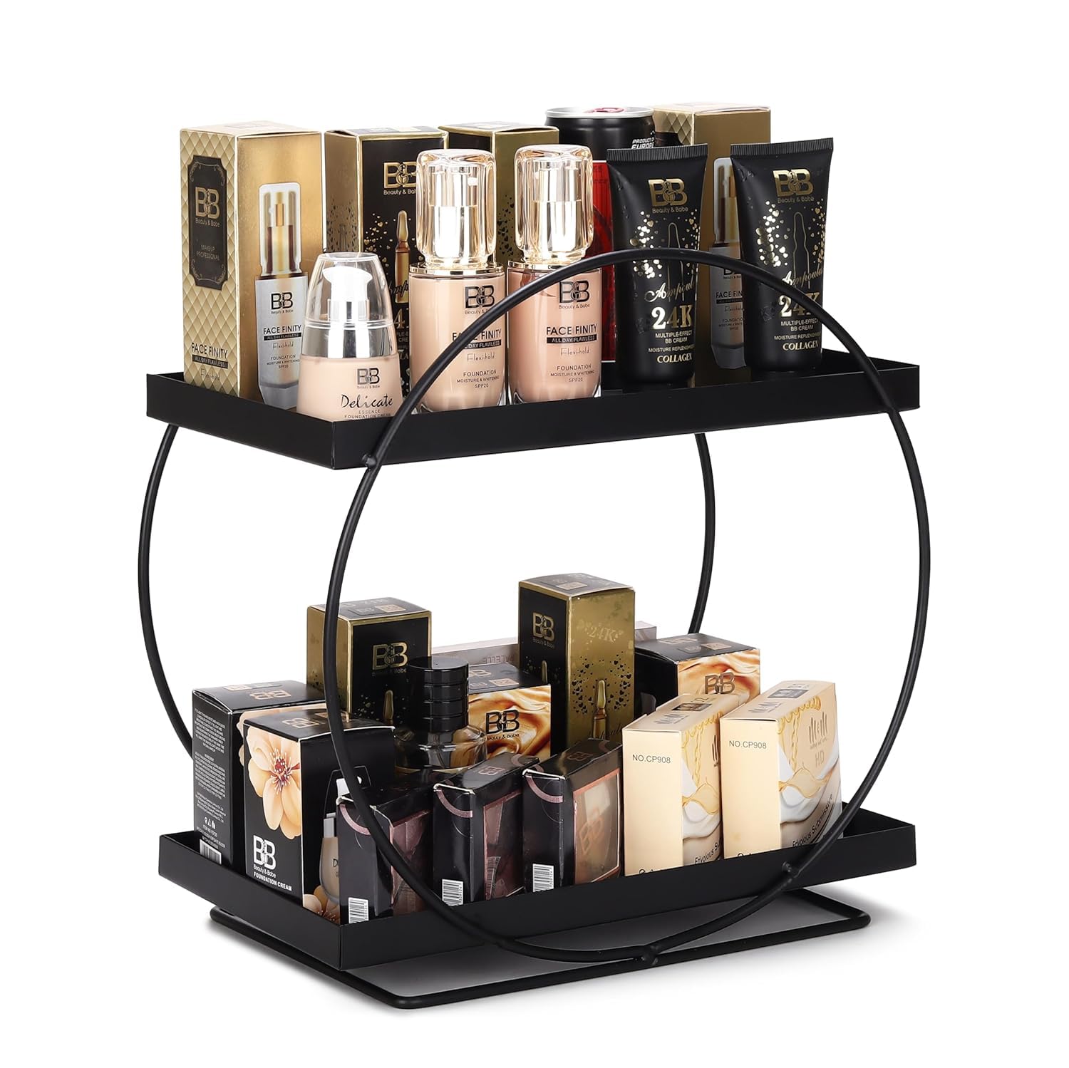Cri8Hub Round 2Tier KitChen Storage Rack, Metal Spice Organizer Shelf, KitChen Pantry Storage Organizer | Multipurpose Storag