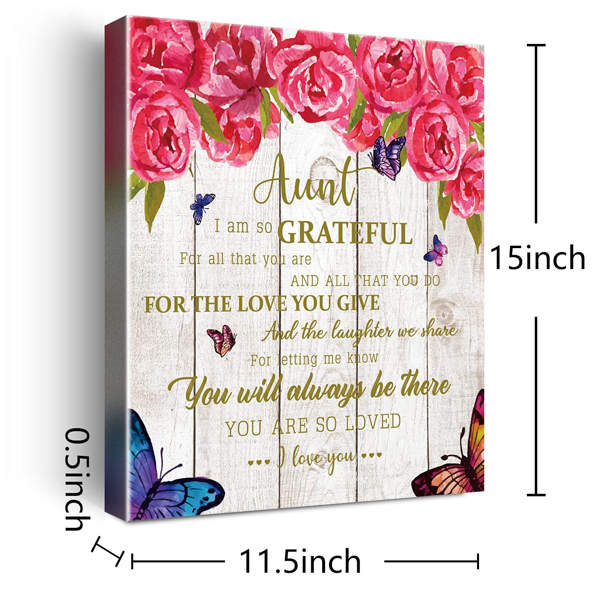 Aunt Wall Art,Aunt Gifts Wall Decor,Grateful Aunt Hangable Canvas Poem Prints Framed Poster Wall Art,Sentimental Gifts For Aunt