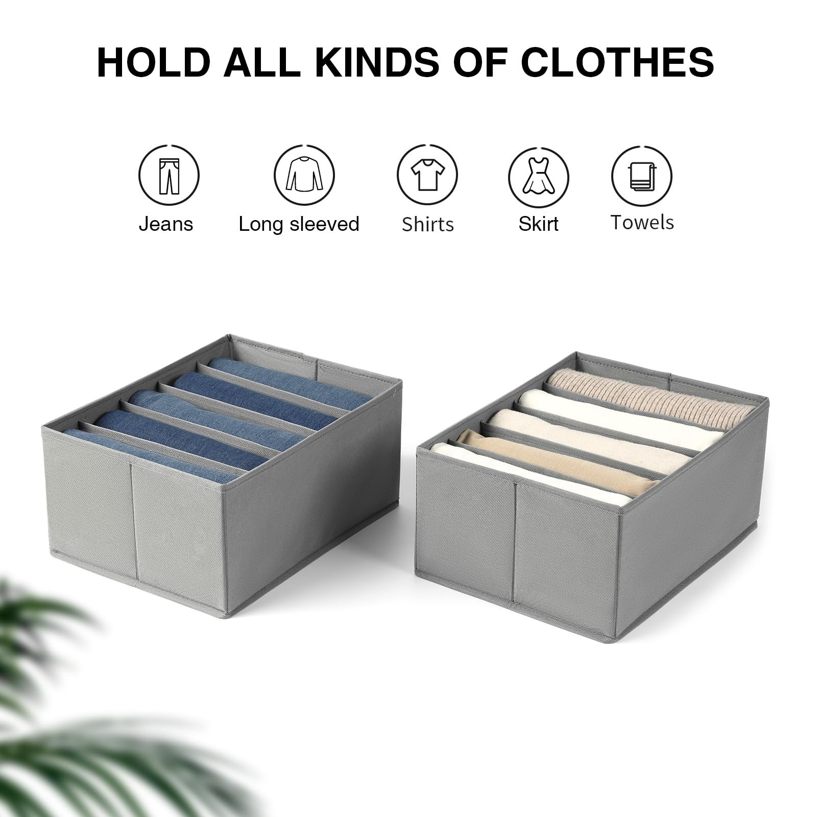 DIMJ Wardrobe Clothes Organizer, Drawer Organizers for Clothing with 5 Compartments, Fabric Closet Organizer for Clothes, Jeans