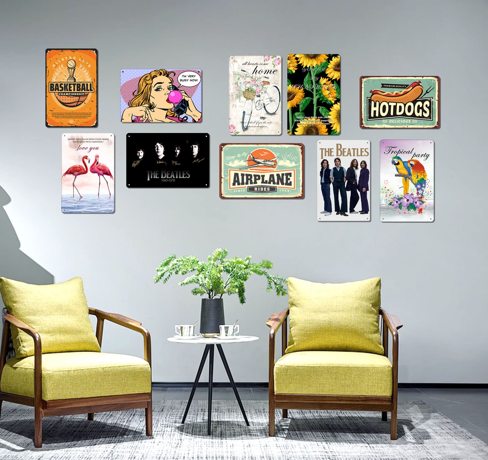 The Beatles Wall Decor - The Beatles Metal Tin Signs,Beatles Retro Art Wall Poster,Beatles Themed Birthday Party Decorations12X8