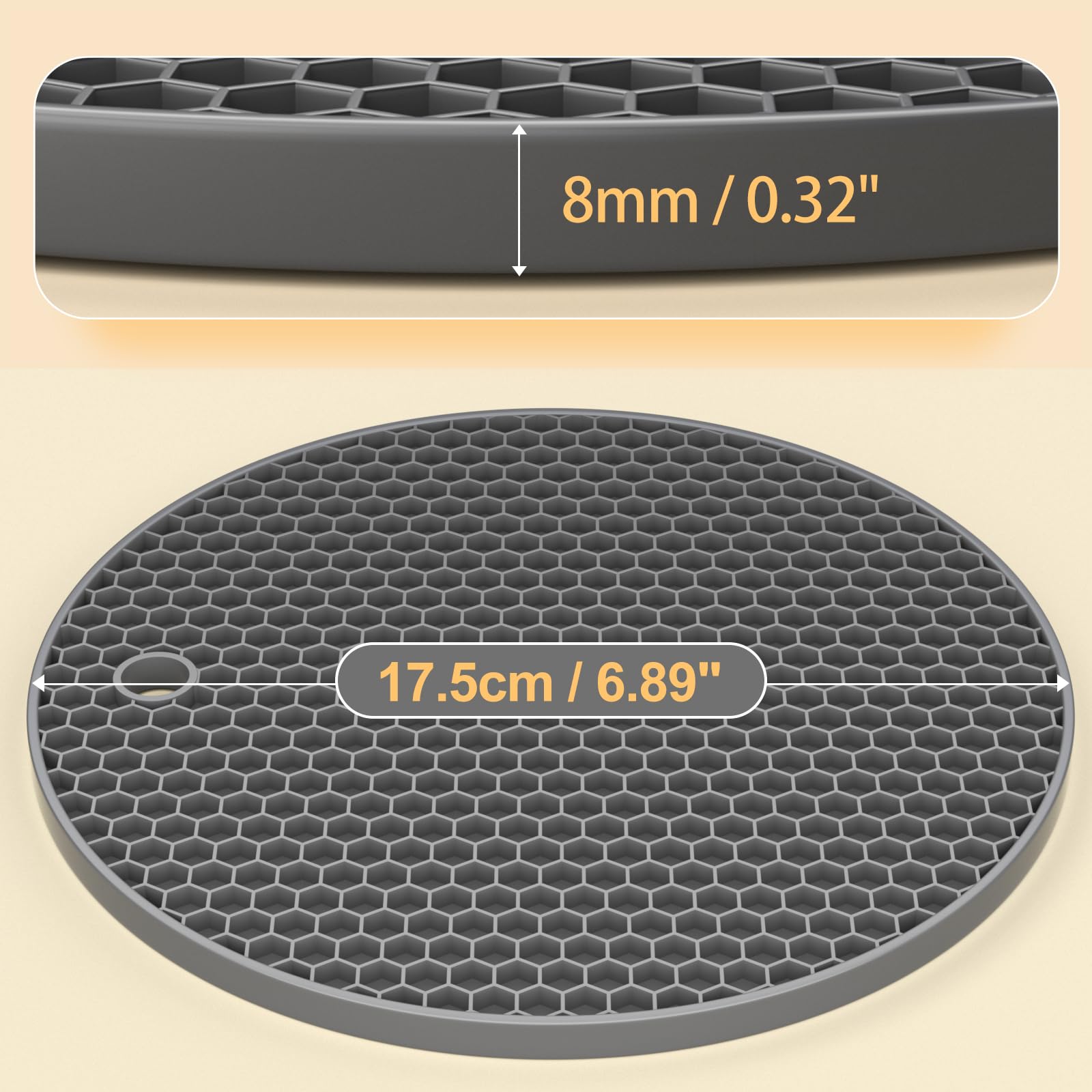 Ultra Thick 8Mm Silicone Trivets For Hot Dishes Pots And Pans, Silicone Trivet Mat Hot Plates To Protect Table, Silicone Hot Pad