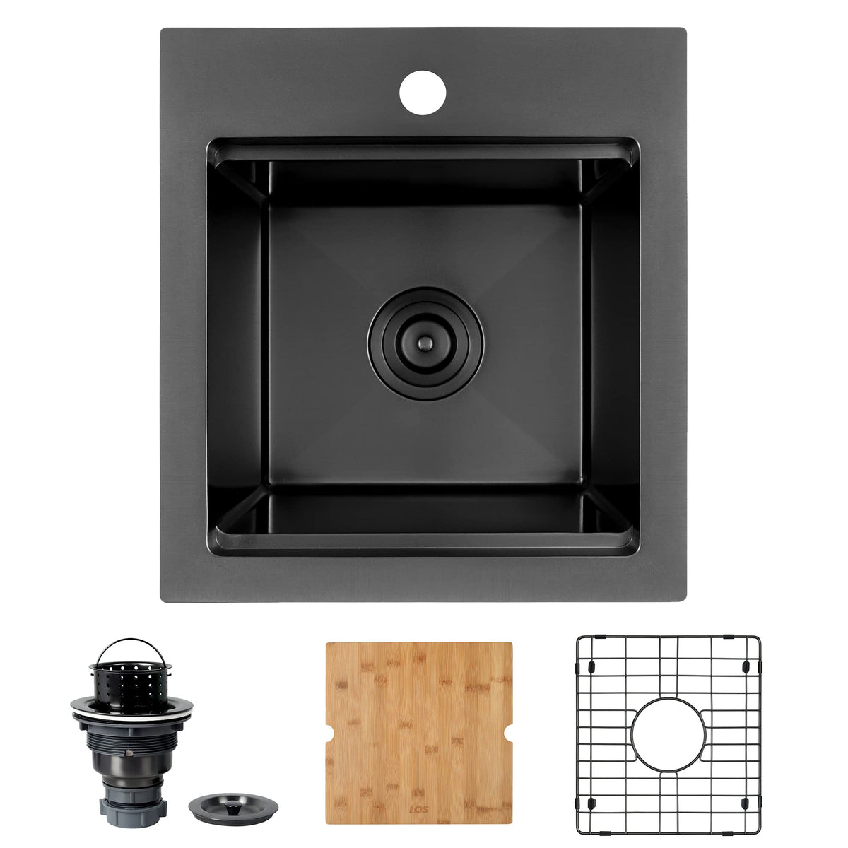 Lqs Black Top Mount Bar Sink, Rv Sink, Handmade Stainless Steel Bar Sink 16'' X 18'', 16 Gauge Workstation Sink, Small Single Bo