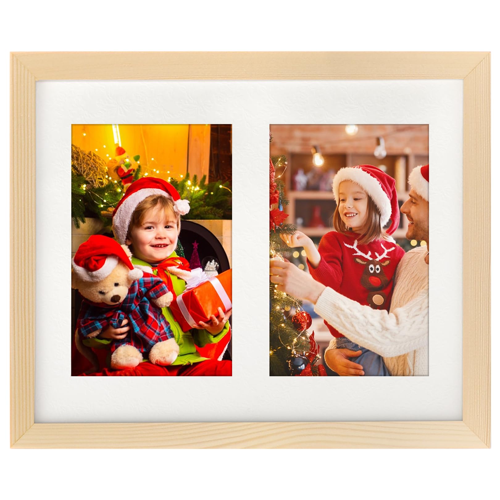 8x10 Double Picture Frame Grain or Display Two 4x6 Pictures Made of Solid Wood for Wall Mounting and Tabletop Display