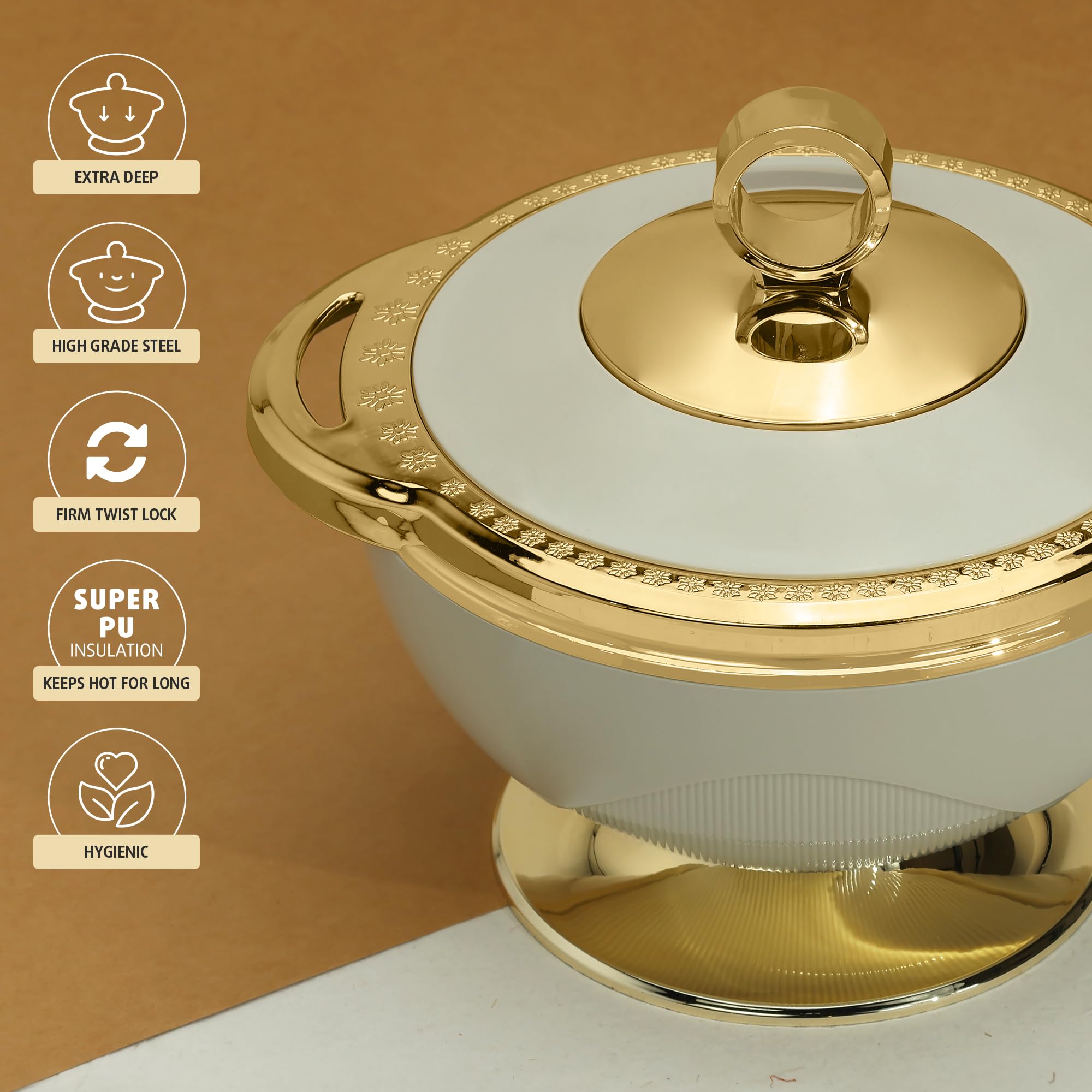 Selvel Milano Inner Steel Casserole Set Of 3 (1700Ml, 1100Ml, 600Ml)|Bpa Free|Advanced P.U. Insulation| Hot Box For Kitchen | Ke