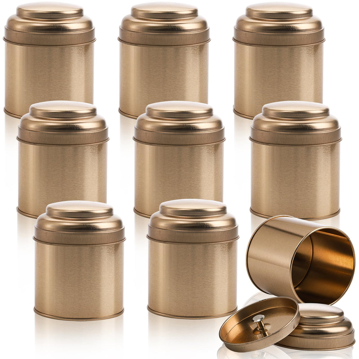 Lawei 9 Pack Tea Tins Canister With Airtight Double Lids, Mini Tea Storage Containers Round Tin Can Box For Storage Tea Coffee S