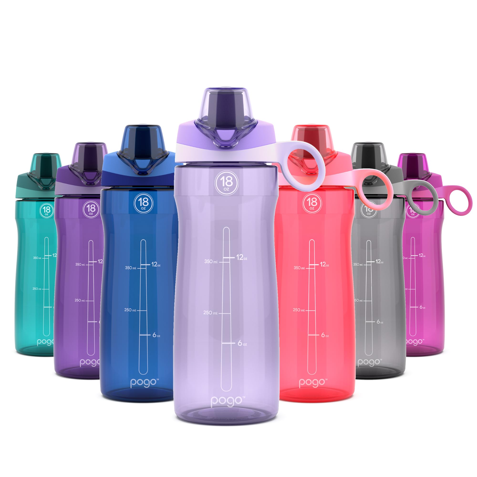 Pogo 18oz Plastic Water Bottle with Chug Lid and Carry Handle  Reusable  BPA Free  Dishwasher Safe  Perfect for Travel  School  Outdoors  and Gym  Lilac