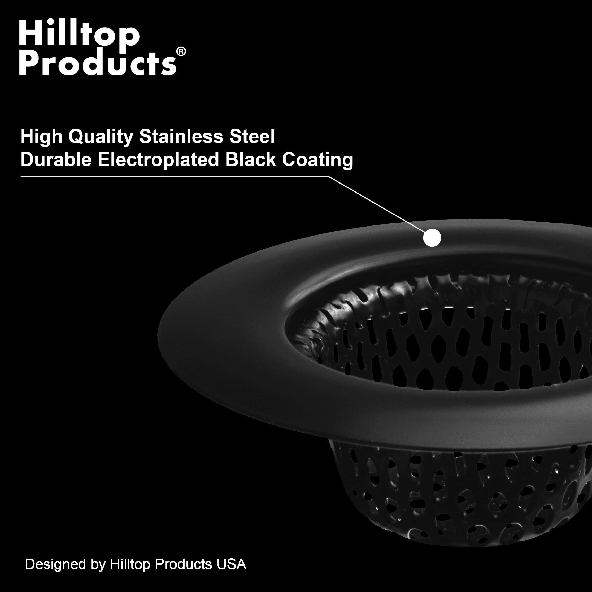 2 Pack - 2.25'' Top / 1'' Basket- Black Sink Strainer Bathroom Sink, Utility, Slop, Laundry, Rv And Lavatory Sink Drain Strainer