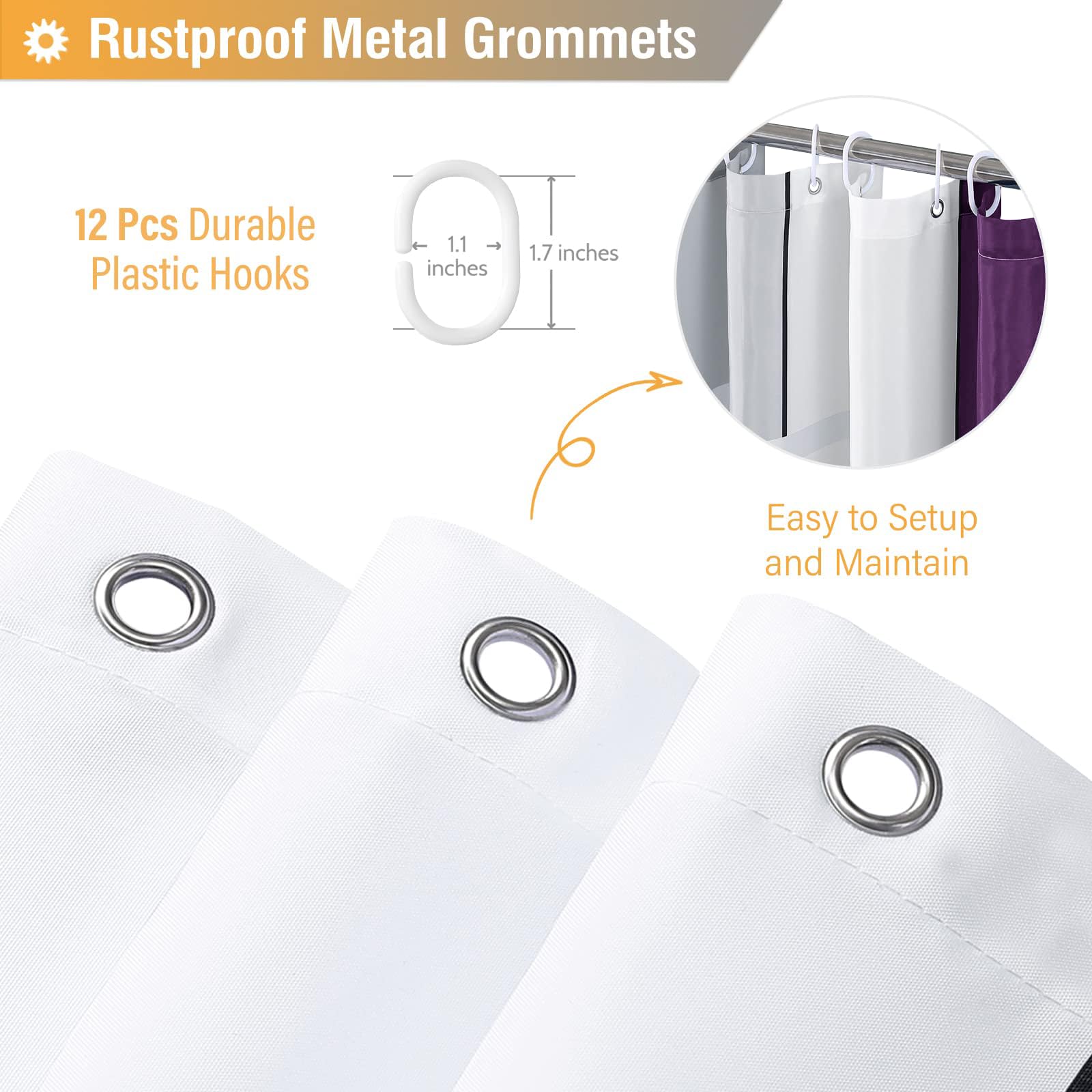 BTTN 78 Inch Long Shower Curtain - Geometric Waterproof Fabric Shower Curtain Set with Plastic Hooks  Weighted Hem  Tall Hotel Modern Art Decorative Cloth Shower Curtains for Bathroom  72x78  Purple