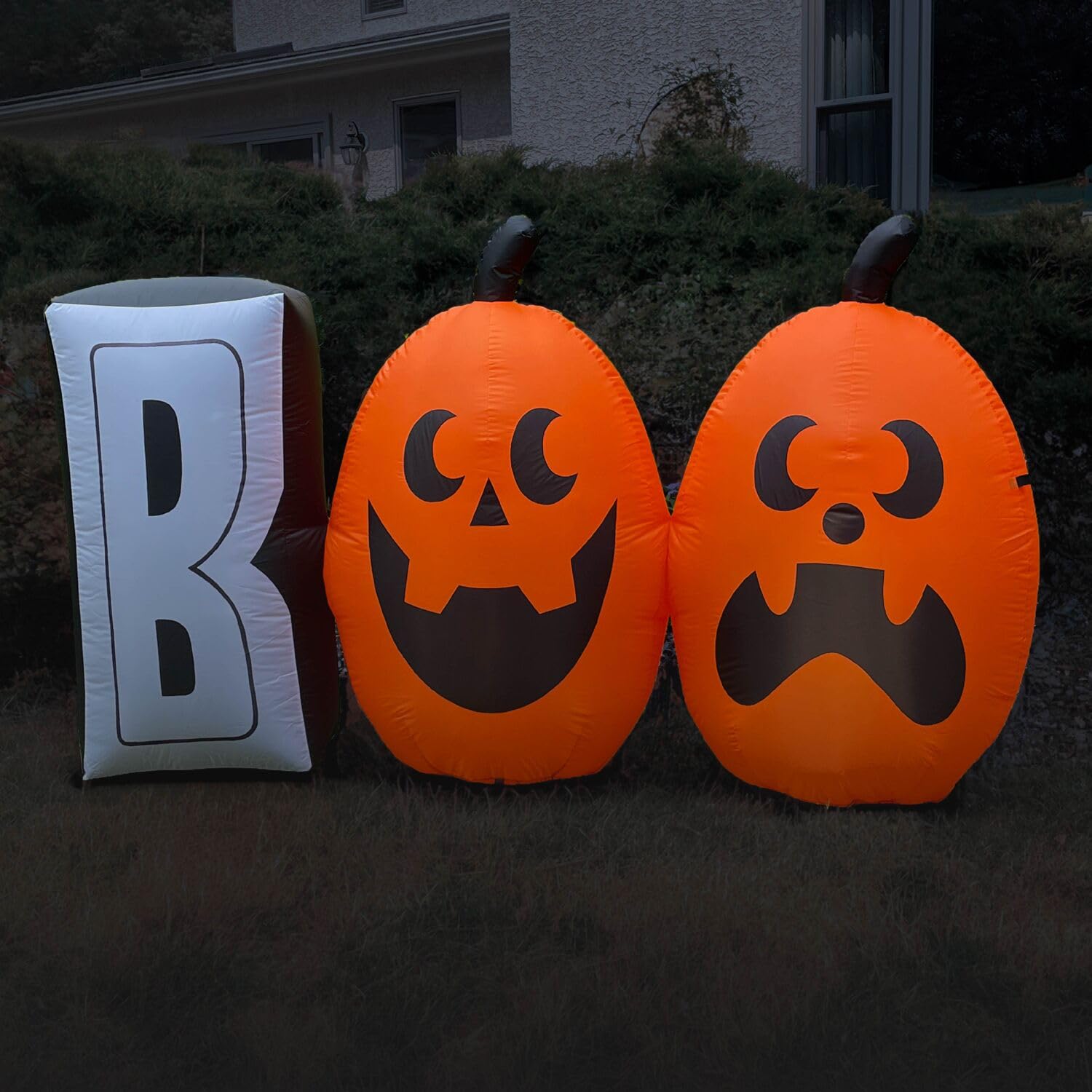 Haunted Hill Farm 4-Ft Tall Boo Sign Blow Up Inflatable with Lights, Outdoor Halloween Inflatable Decoration for Lawn and Yard,