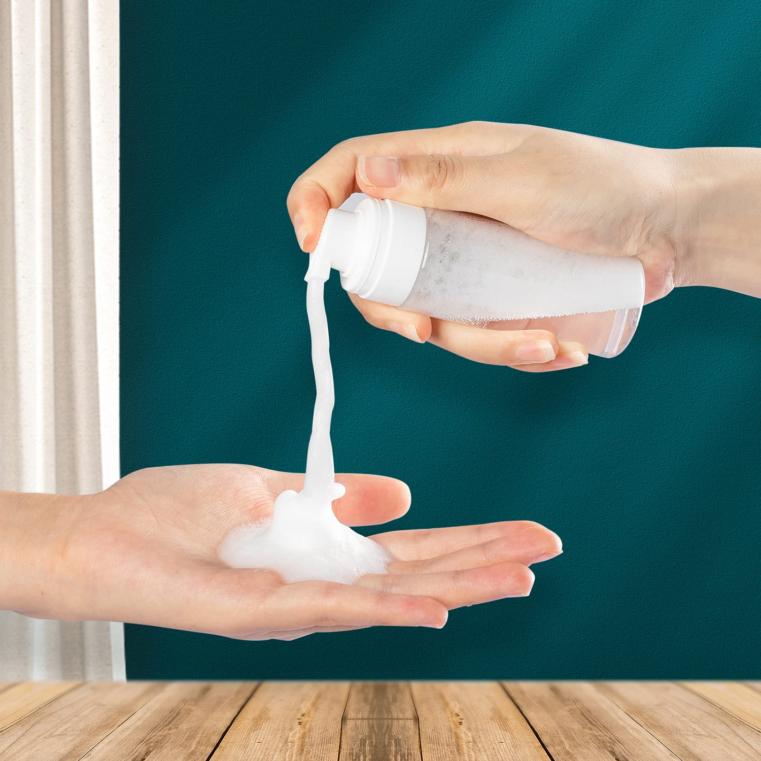 Raynag 2 Pack Foam Pump Bottles Foamer Bottle Mini Travel Size Soap Dispenser Mini Clear Bottles Plastic Pump Bottle, 50 Ml/1.7