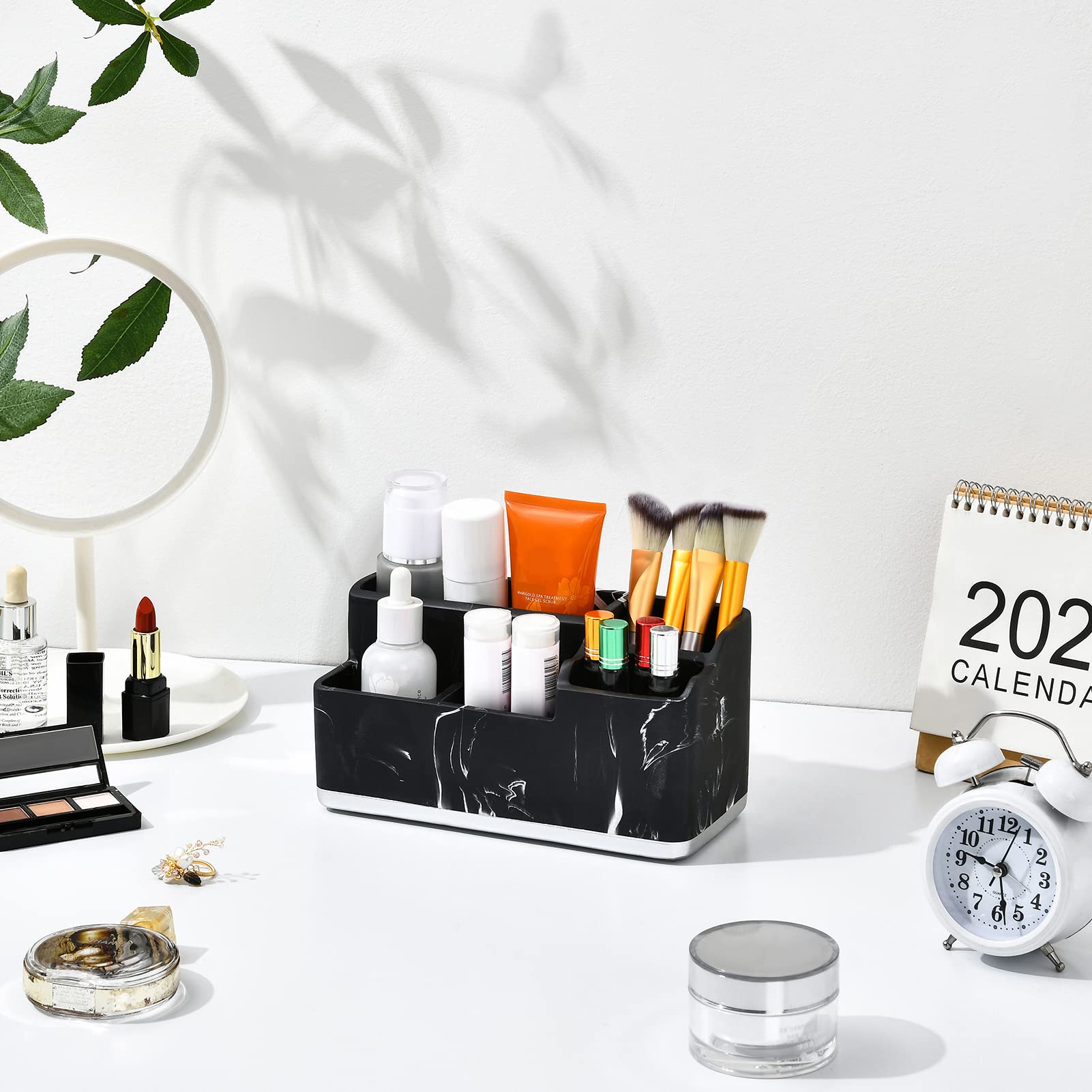 Vitviti Toothbrush Holders For Bathroom, Bathroom Organizer Countertop, 5 Compartment Bathroom Accessories Storage For Toothpast