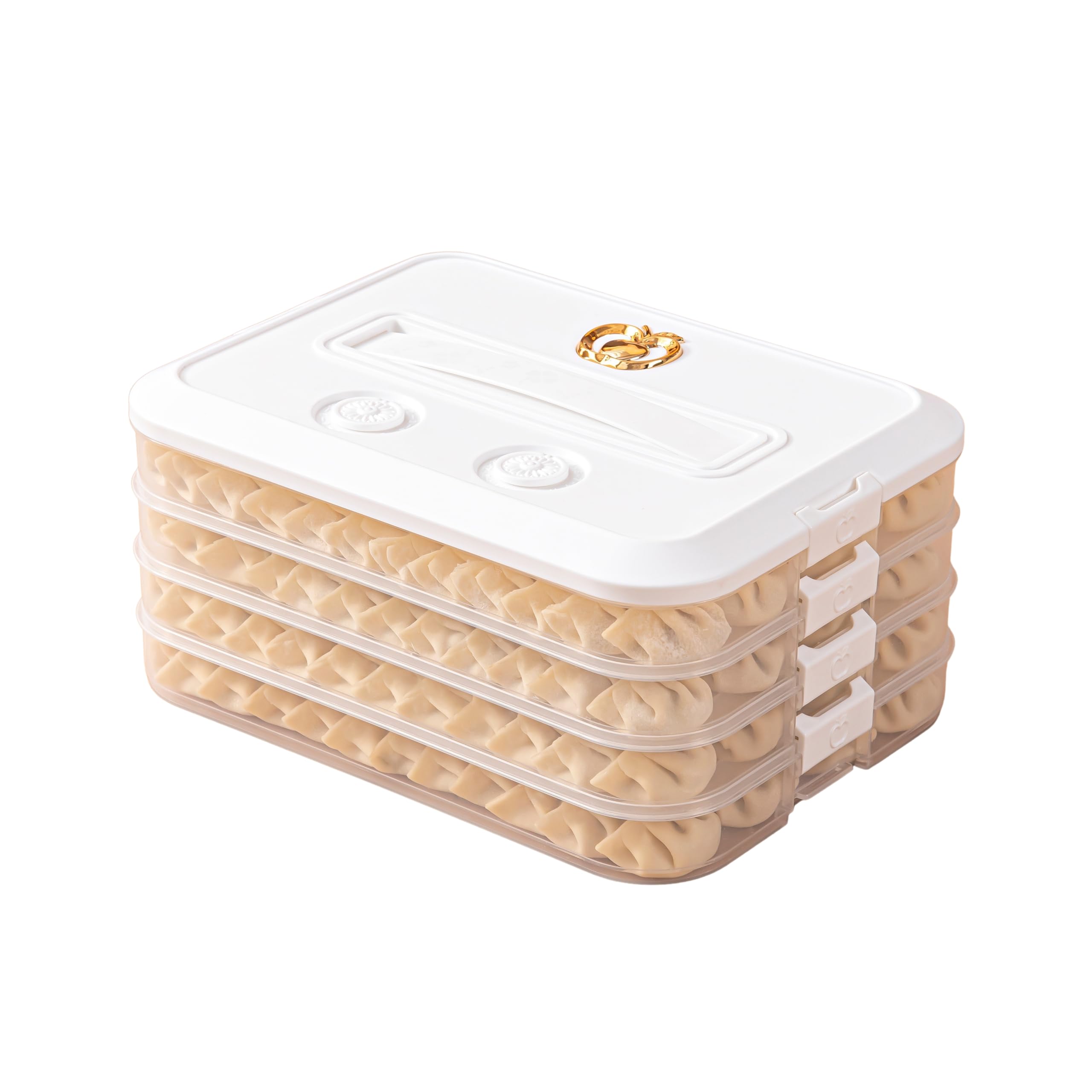 Loez 4-Layer Food Storage Container, Stackable Snack Container With Lid, Dumpling Box, Gyoza Container, Cookie Storage Container