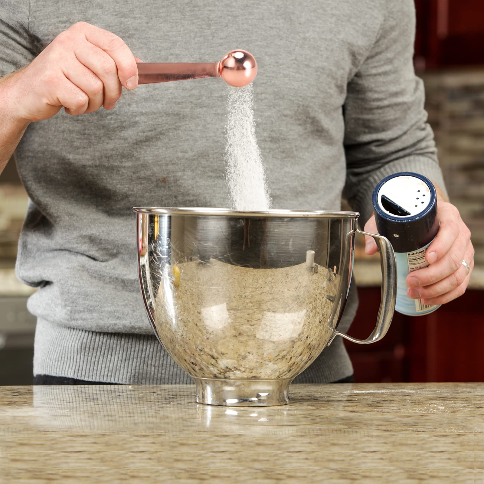 Tablespoons Teaspoons Measure Spoon Set Of 6, Copper Plated Metal Measuring Spoons For Measuring Dry Or Liquid Ingredients Spice