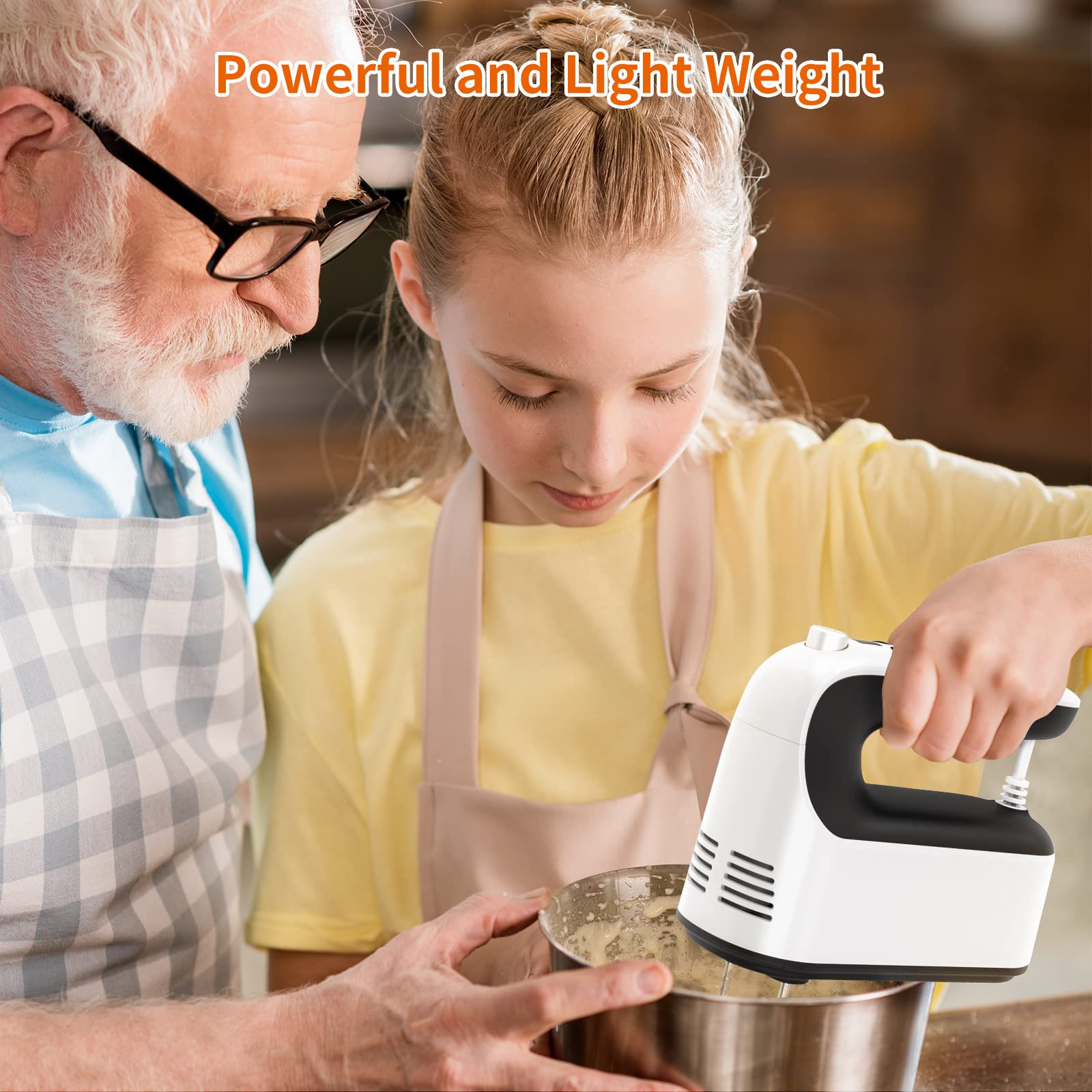 Yomelo 9-Speed Digital Hand Mixer Electric, 400W Powerful Dc Motor, Baking Mixer Handheld With Snap-On Storage Case, Touch Butto