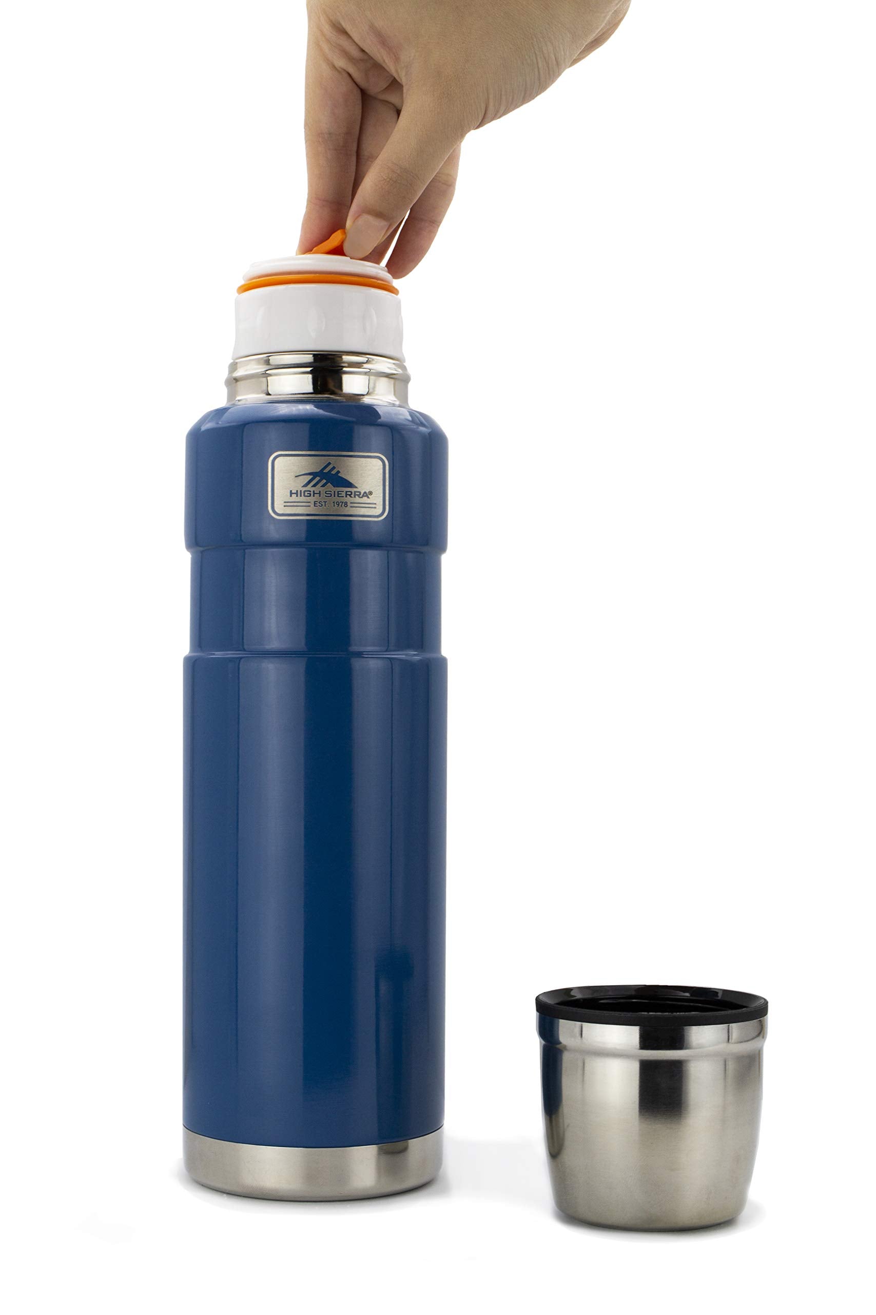 High Sierra Coffee, Insulated Vacuum Flask, 27 Oz Thermos/Blue