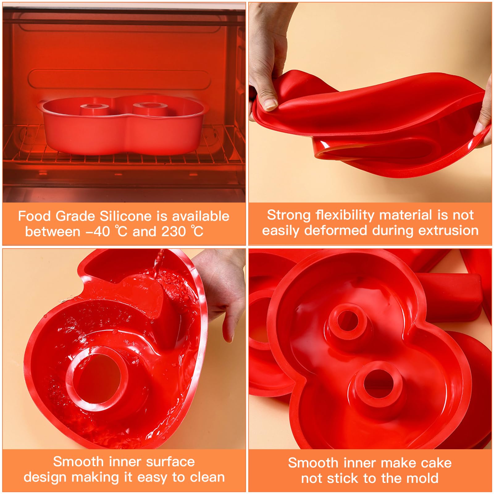 Silicone Numbers Cake Molds, 3D Digital Baking Silicone Mould,10Inch Large Number Cake Pan Set 0-9 Numbers Cake Pan Silicone Bak