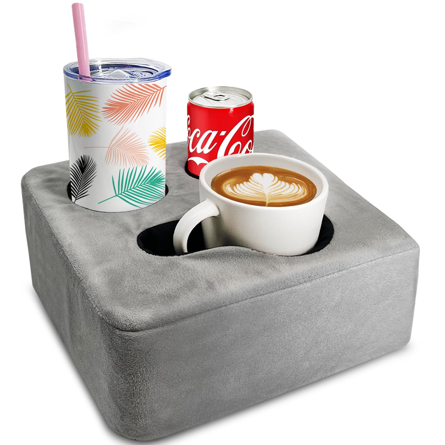 Couch Cup Holder Pillow, Nisdoing Couch Cup Holder Tray! Keep Your Drinks Hand Side And Keeptemp, Prevent Spills And Use Anywher