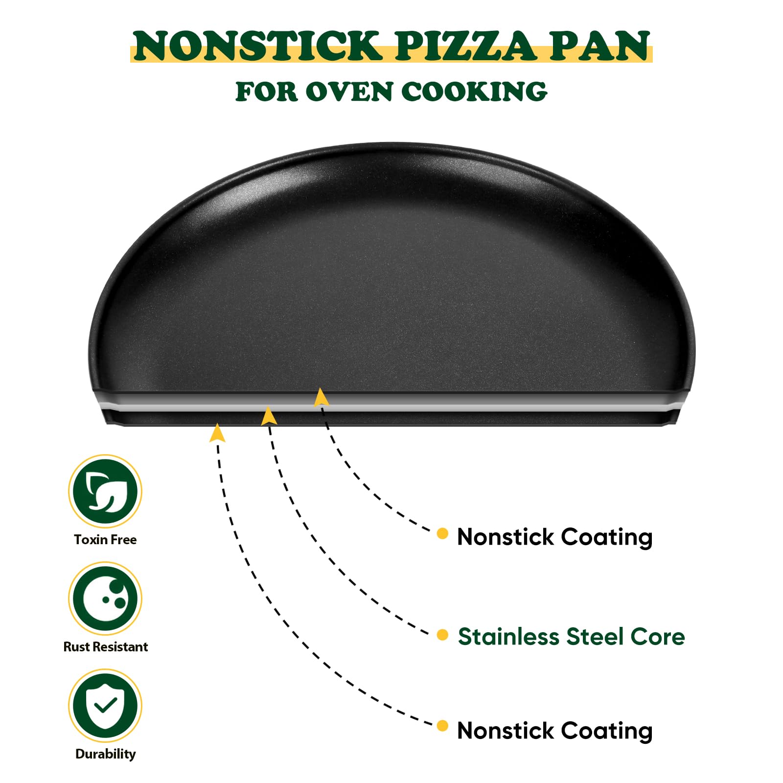 E-Far 12 Inch Pizza Pan Set Of 2, Nonstick Pizza Pie Pan Tray Platter, Metal Round Baking Sheet Cooking Pan For Oven, Durable &