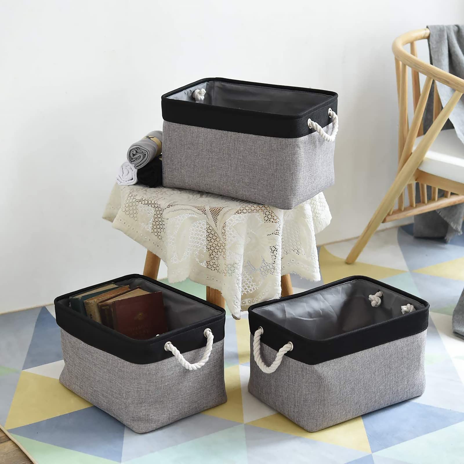 Sacyic Storage Bins, Storage Cubes Storage Containers For Organizing With Handles For Organizer Bins (15.7 X 11.8 X 8.2 Inches)