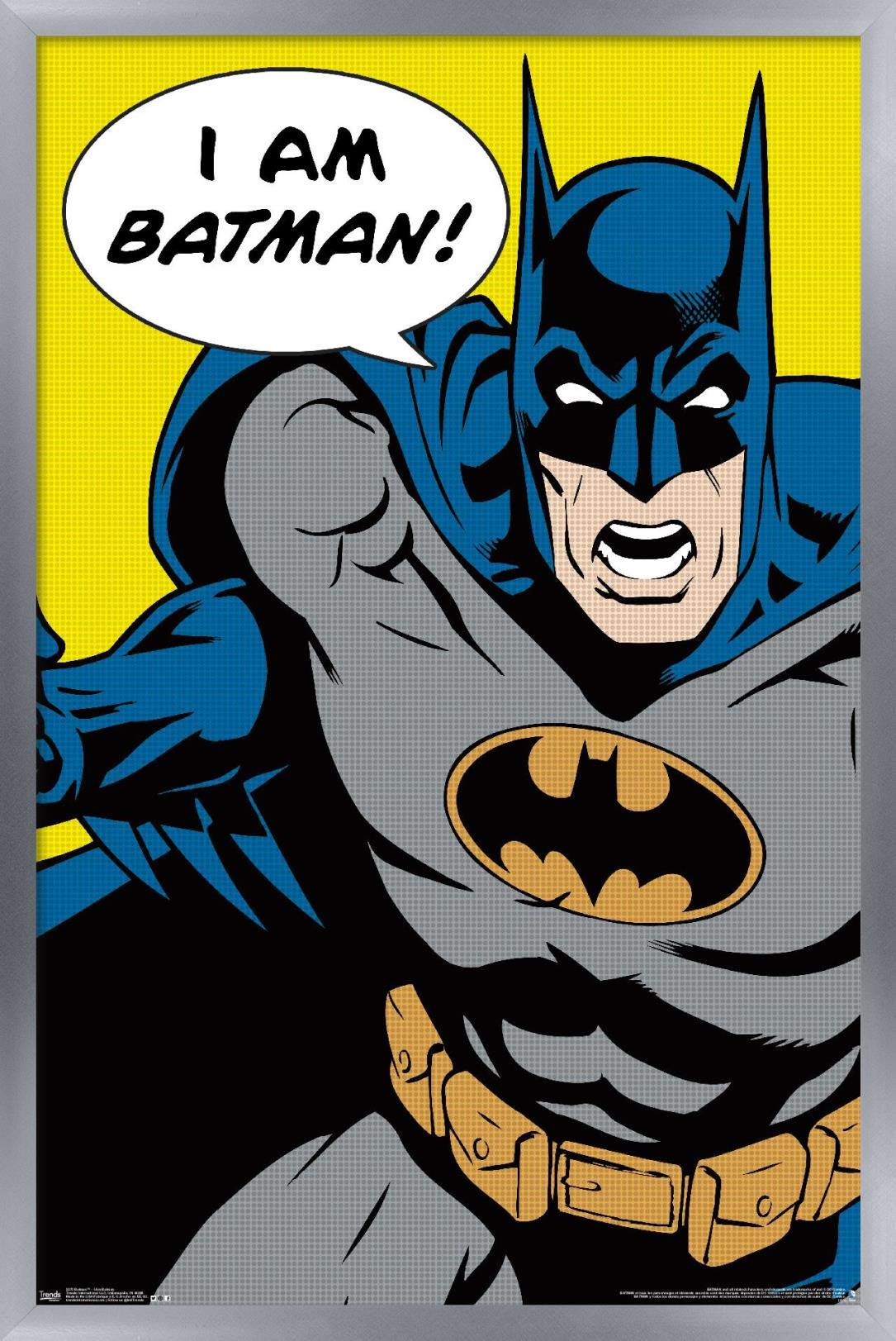 Trends International Dc Comics - Batman - I Am Batman Wall Poster, 22.375'' X 34'', Silver Framed Version
