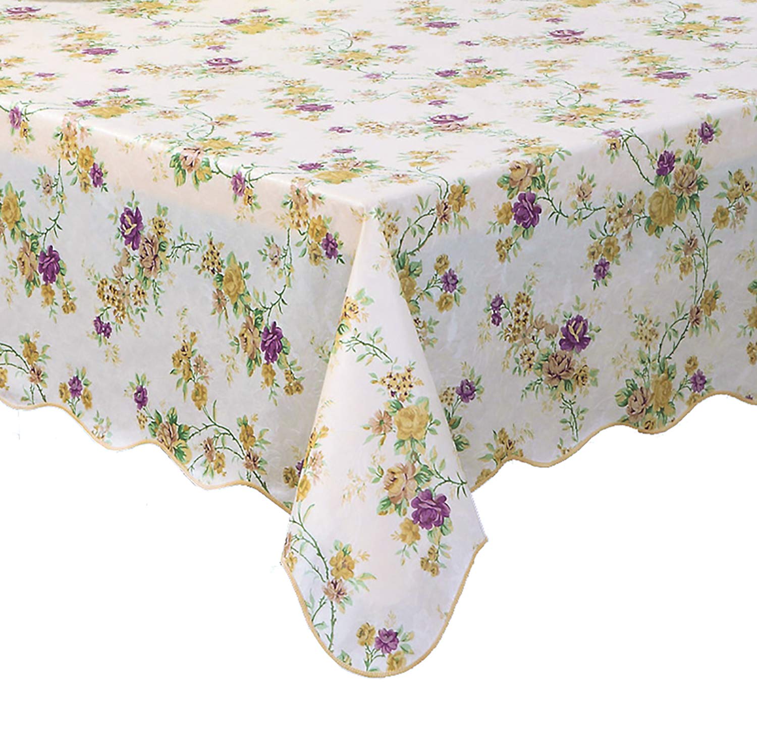 Water Resistant Vintage Floral Tablecloth Rectangle Calico Vinyl With Flannel Backing Reusable Plastic Table Cover For Home Kitc