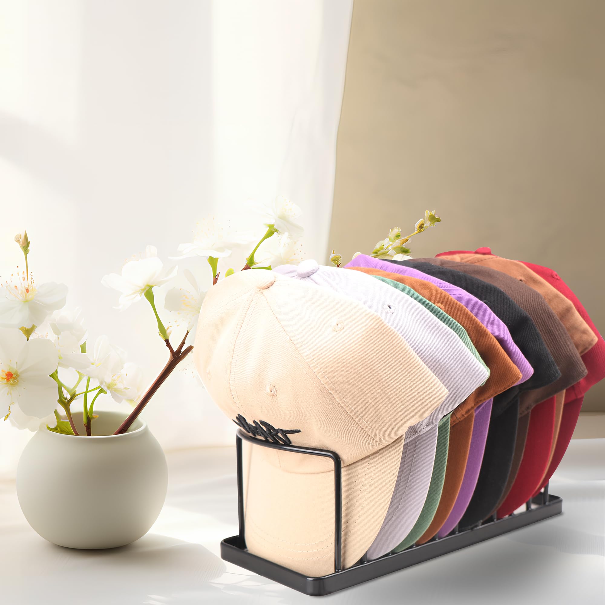 Yiseyruo Hat Organizer For Baseball Caps - Space Saving Hat Stand Hold 20 Caps - Premium Metal Hat Rack For Baseball Caps Displa