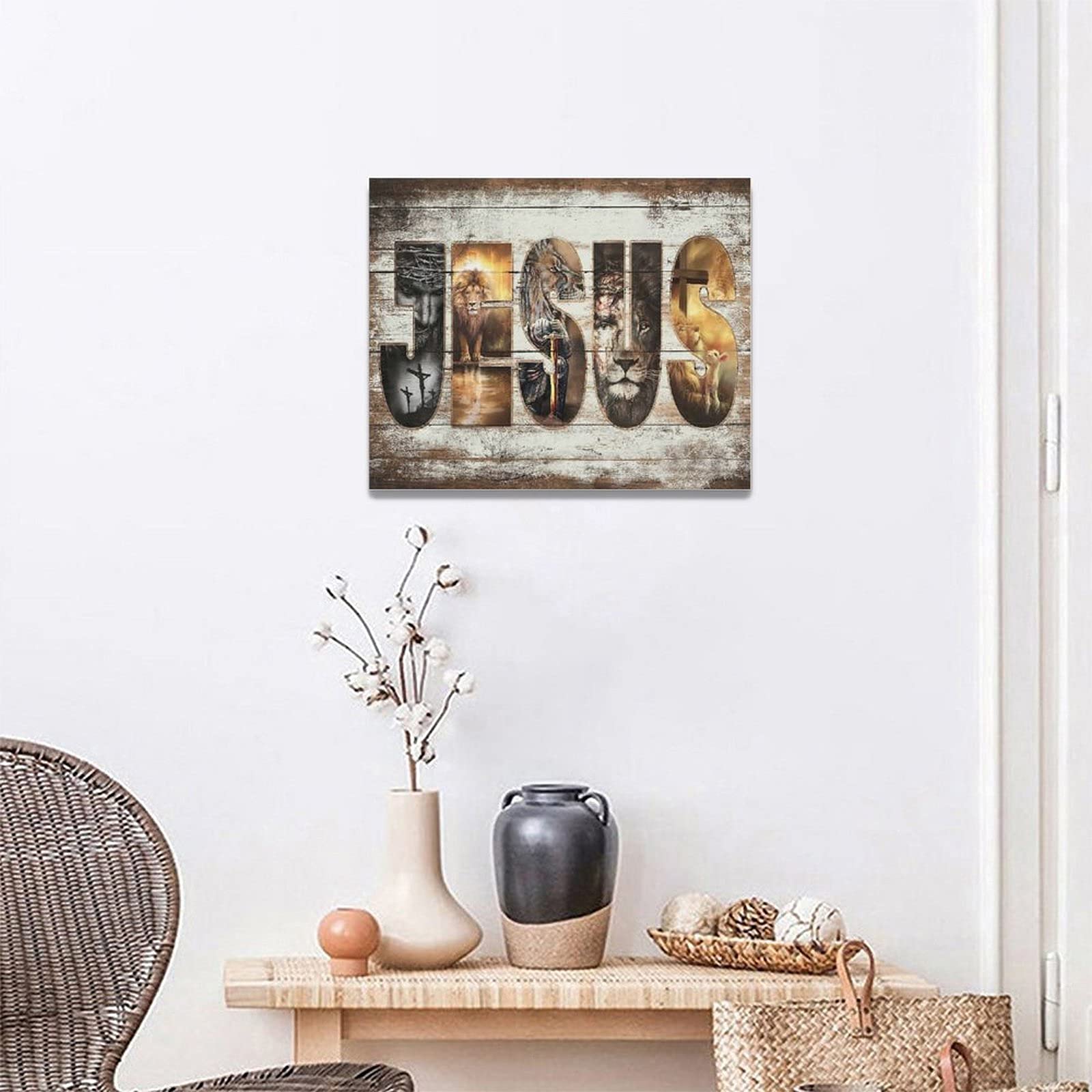 Amazing Jesus Pictures Canvas Poster Jesus Lion And Lamb Canvas Print God Bible Christian Religious Canvas Wall Art Decor Painti