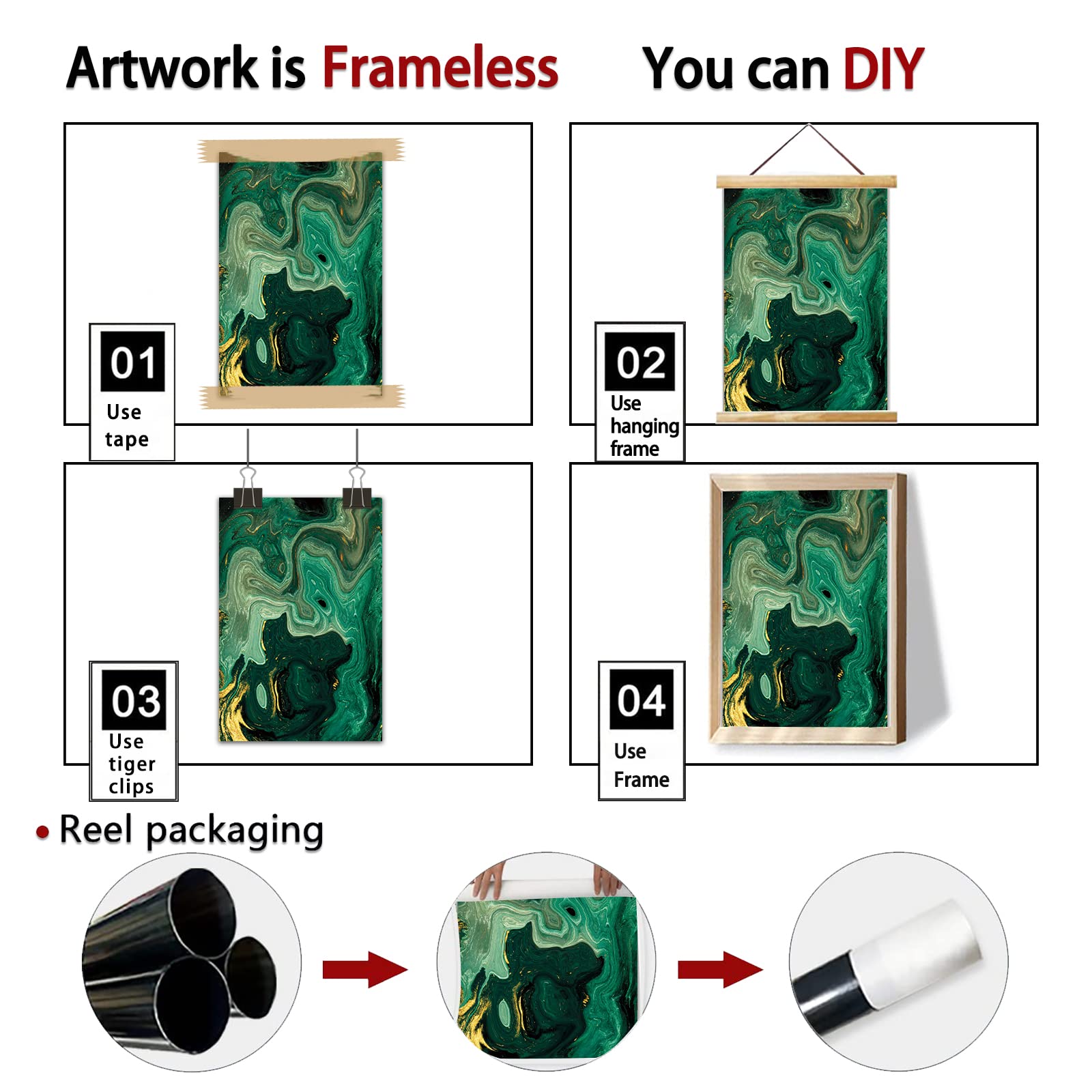 Golden Emerald Green Marble Flow Poster Canvas Wall Art Green Marble Wall Art Canvas Modern Abstract Dark Green Gold Marble Wall