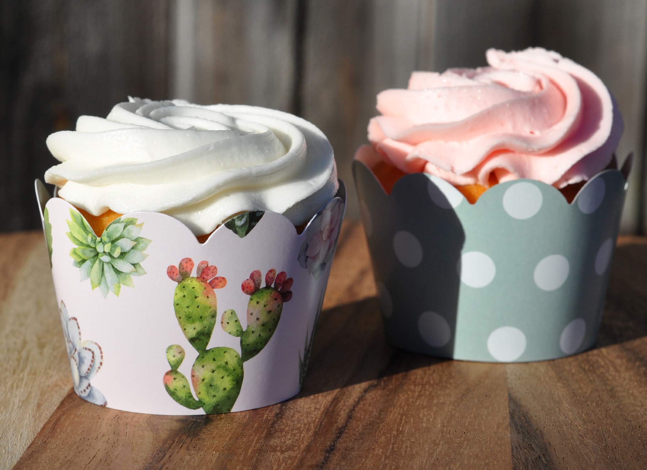 Cactus And Succulent Cupcake Wrappers For Kids Birthday Parties, Baby Showers, Bridal Showers, And Weddings. Set Of 24 Reversibl